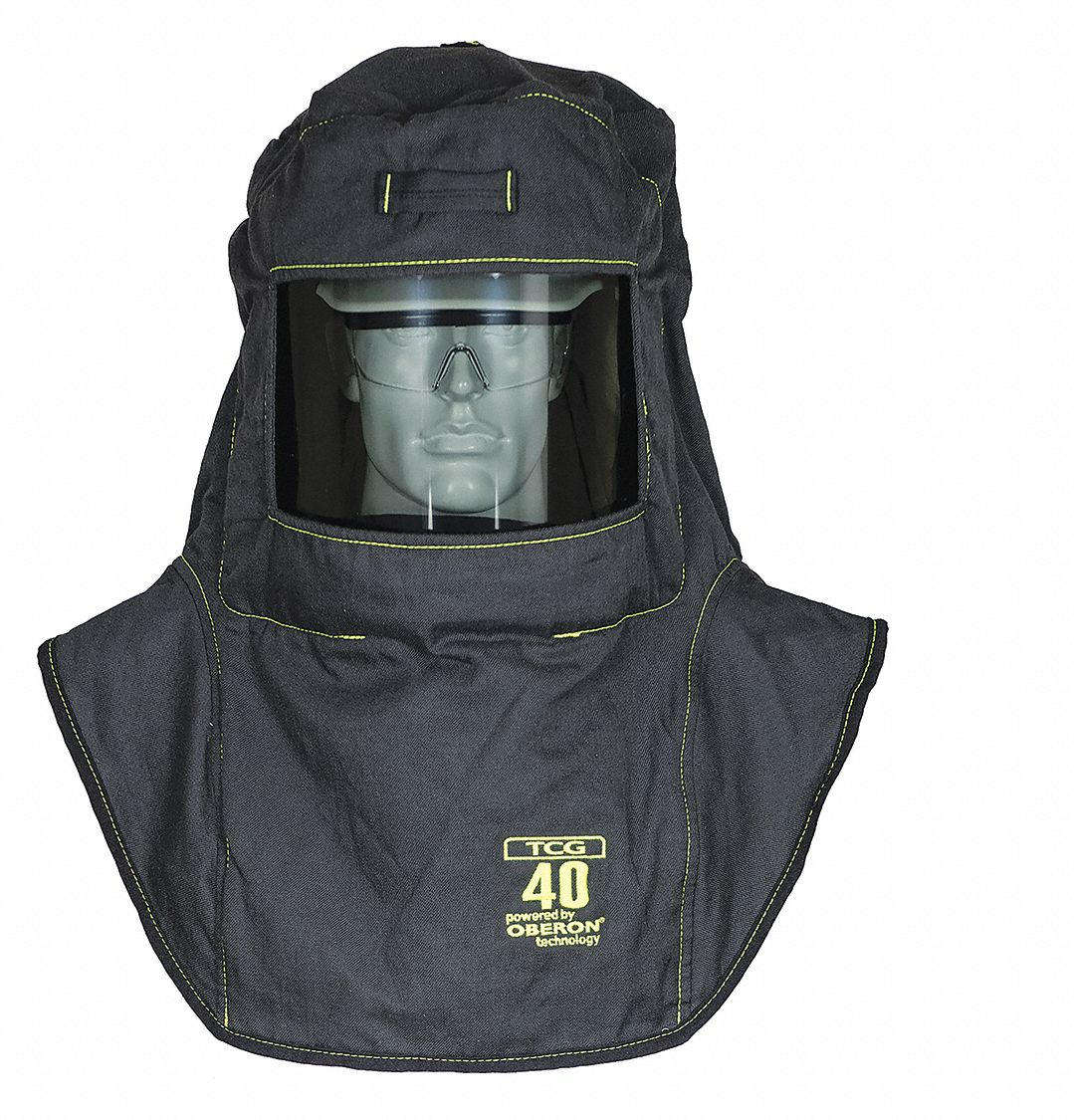 ARC FLASH HOOD, CATEGORY 4, CSA Z462, HARD CAP, ONE SIZE, BLACK, ARAMID