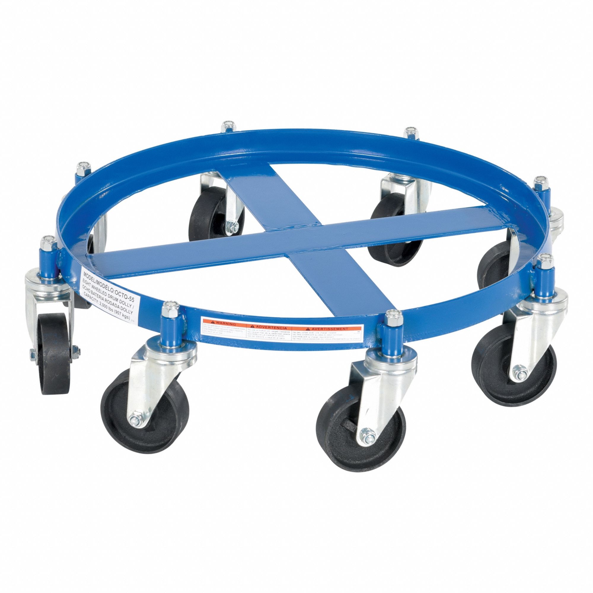 DRUM DOLLY OCTO, 55 GALLON, 2000 LB CAPACITY, 8 SWIVEL CASTERS