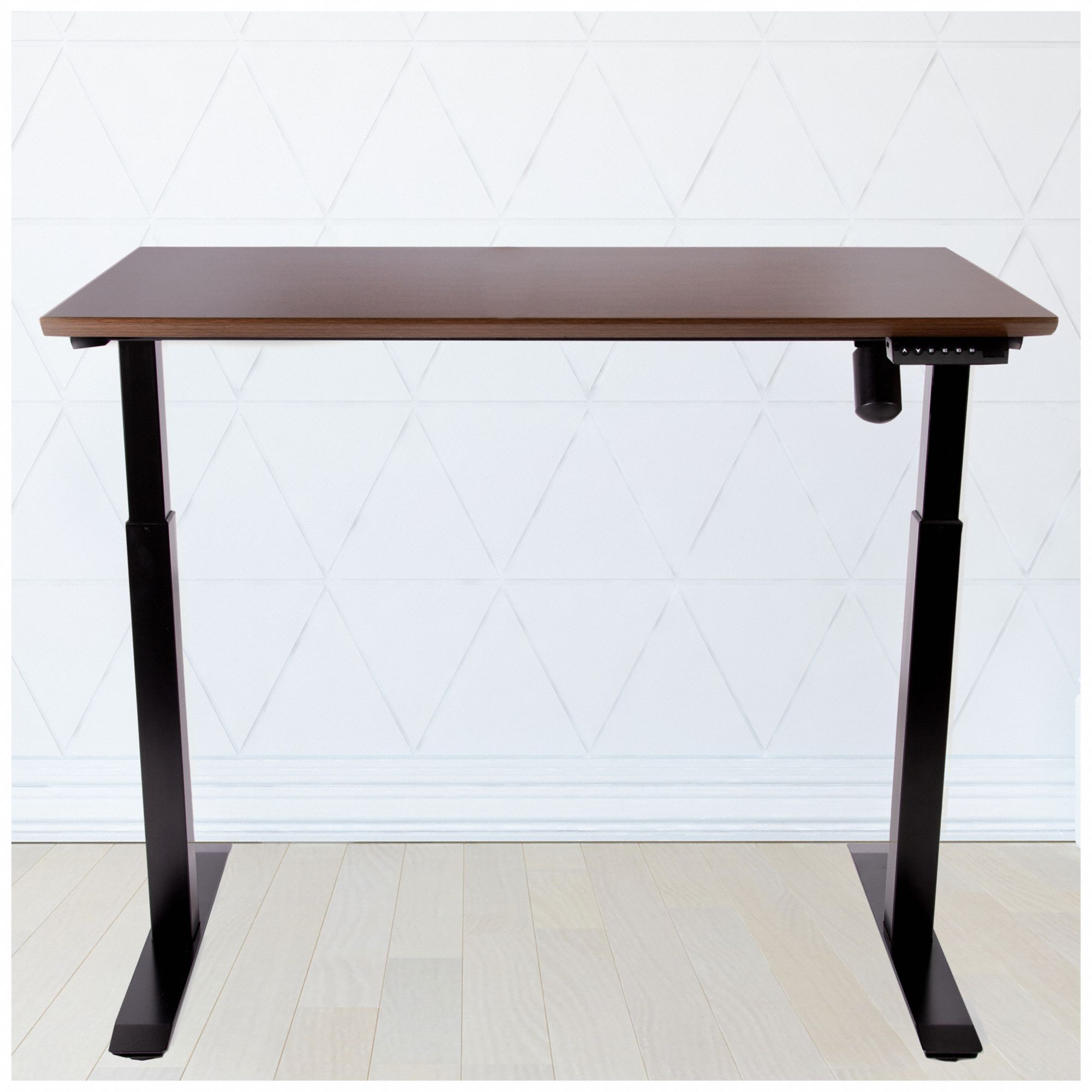 Adjustable Desk: 47 in Overall Wd, 28 in to 47 in, 24 in Overall Dp, Walnut Top