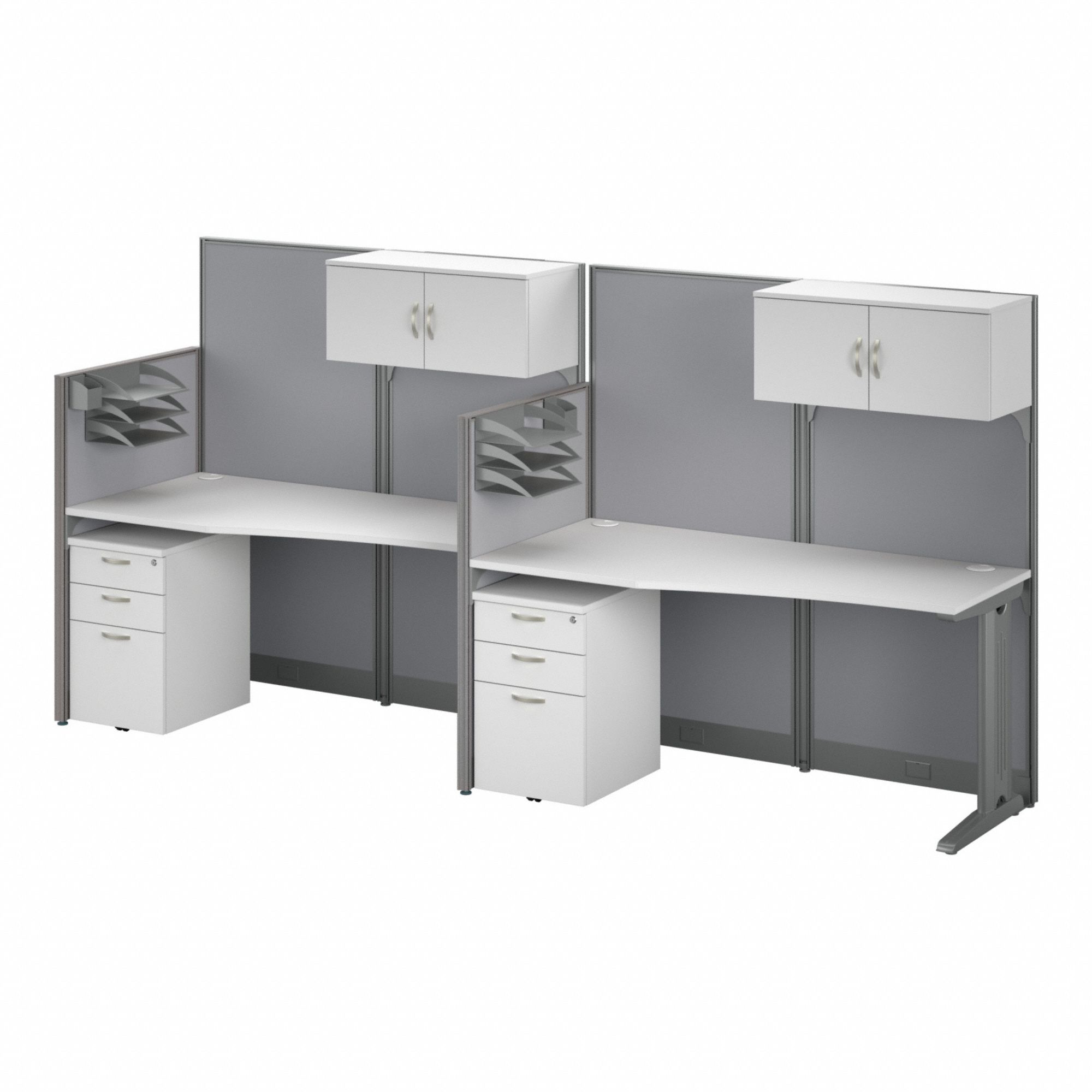 Modular Cubicle Workstation: 62 7/8 in Overall Ht, 129 in Overall Wd, White