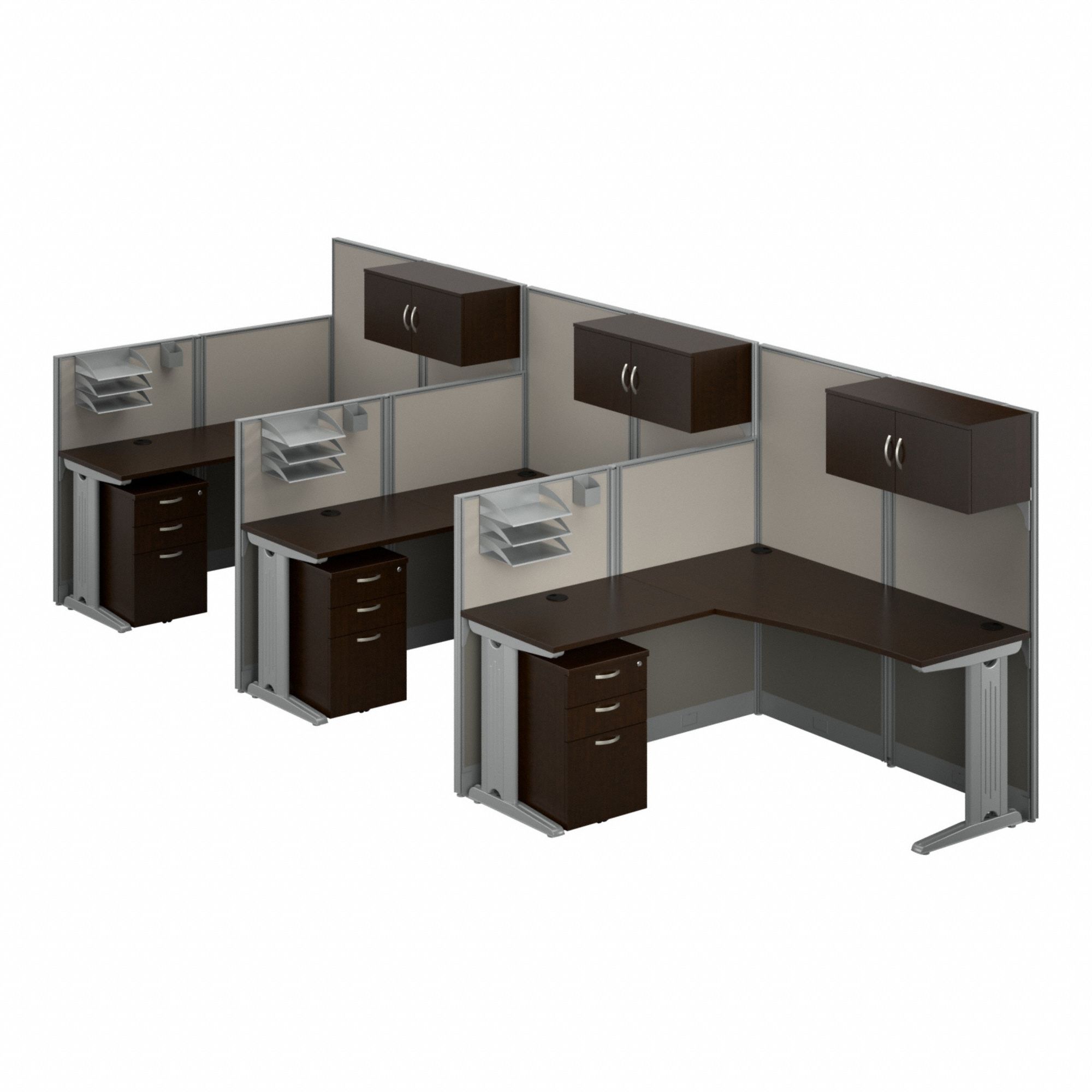 Modular Cubicle Workstation: 62 7/8 in Overall Ht, 193 1/2 in Overall Wd
