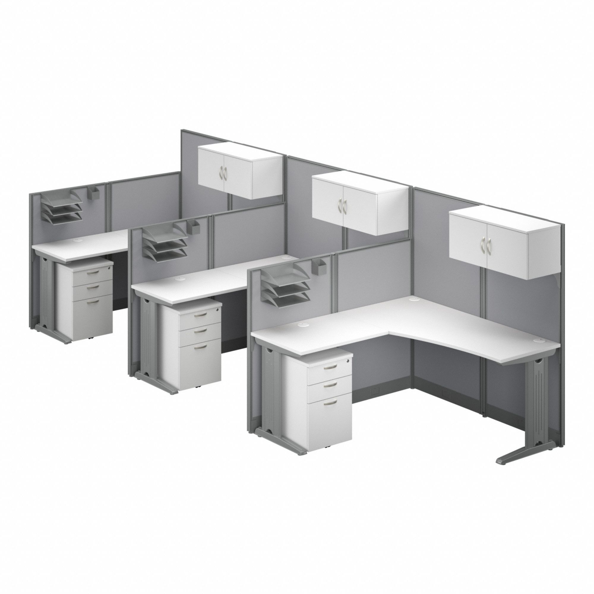 Modular Cubicle Workstation: 62 7/8 in Overall Ht, 193 1/2 in Overall Wd