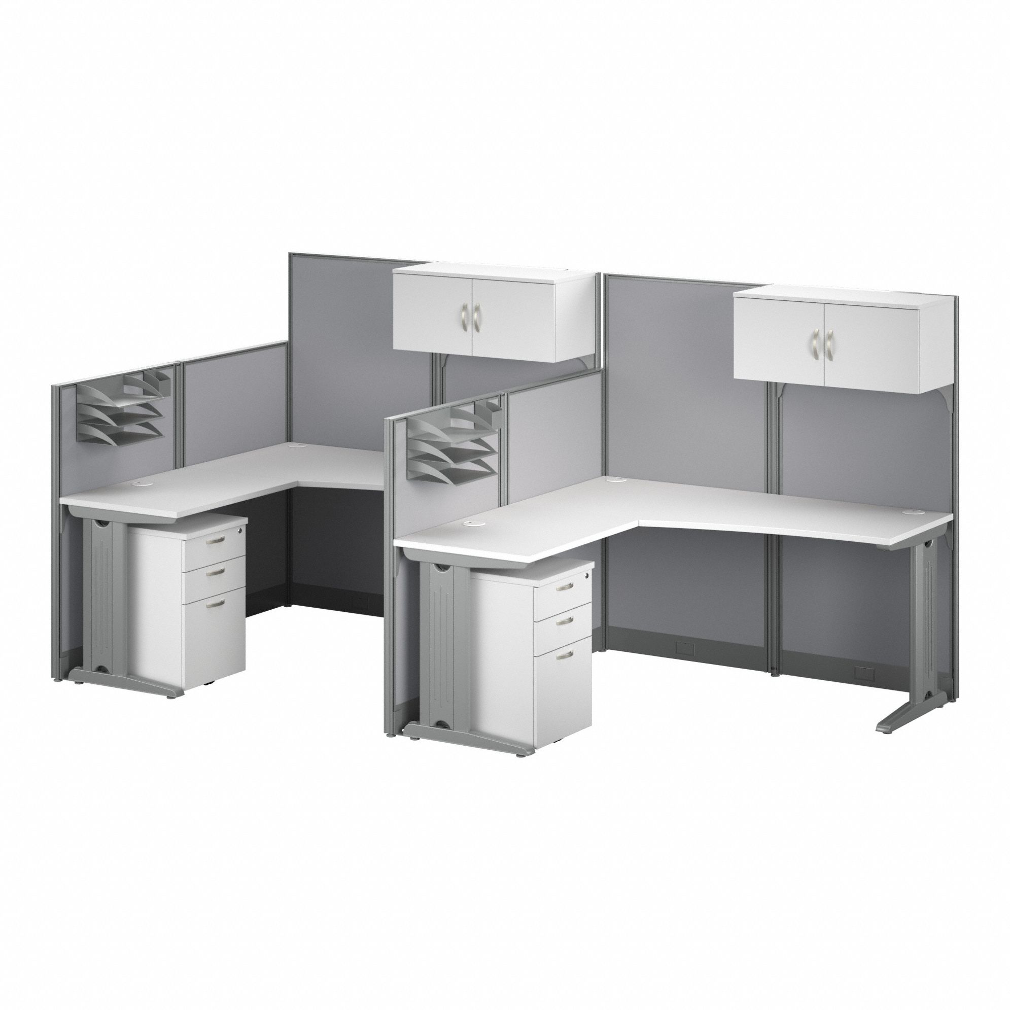 Modular Cubicle Workstation: 62 7/8 in Overall Ht, 129 in Overall Wd, White