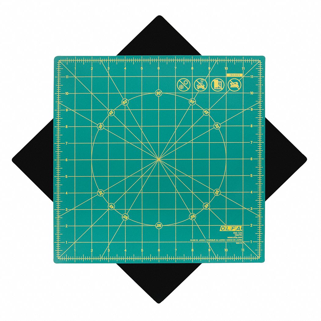 ROTARY CUTTING MAT,12"L,12"W,GREEN/YELLW