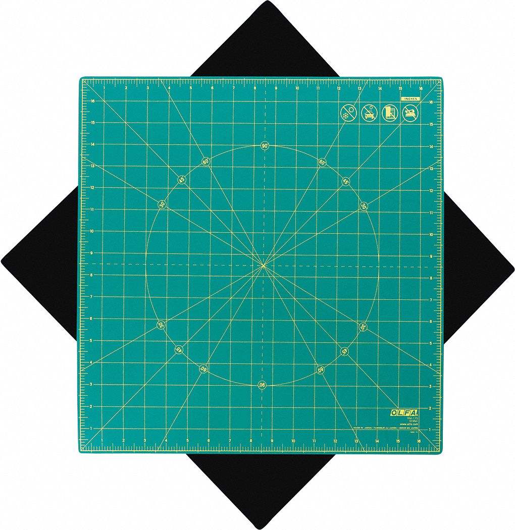 ROTARY CUTTING MAT,17"L,17"W,GREEN/YELLW