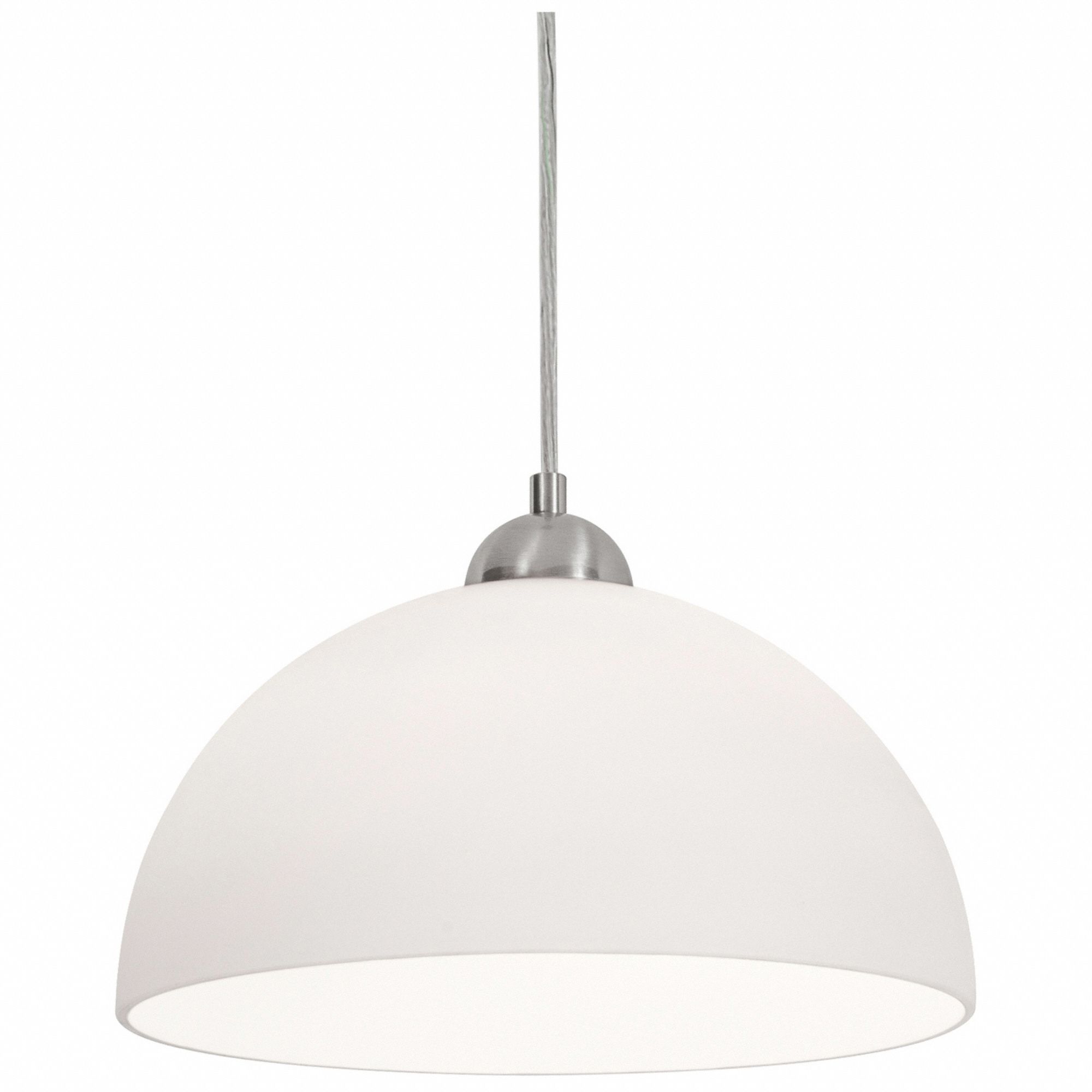 Pendant: 11 1/2 in Dia, 7 in Ht, Satin Nickel, 60 W, 120V AC, Dimmable
