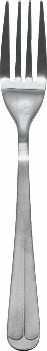 European Dinner Fork: Oxford, 18/0, Stainless Steel, 7 1/2 in Overall Lg, Silver, Satin