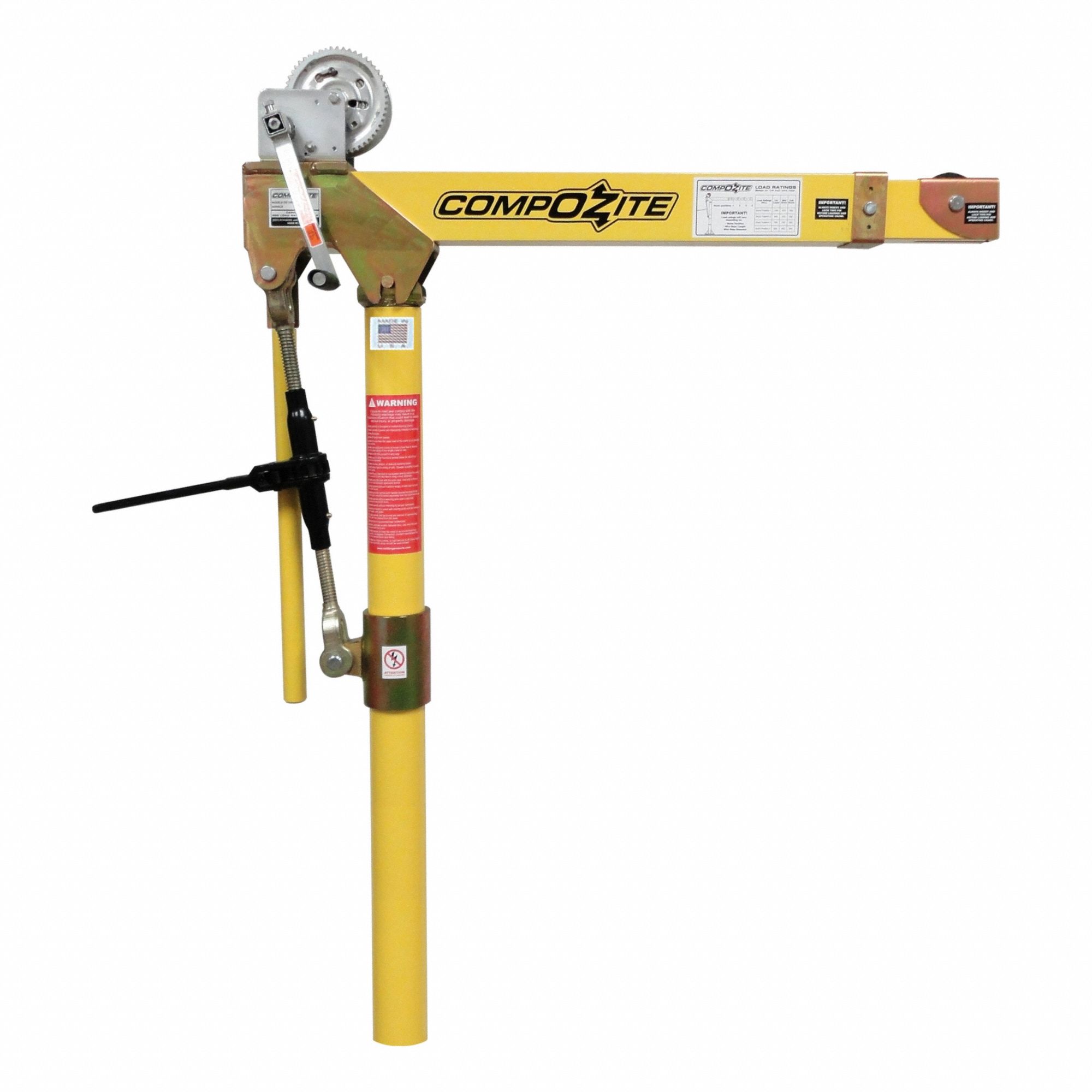 Davit Crane: Composite, Manual, 1, 200 lb Max. Load Capacity, 4.2 ft to 7.9 ft
