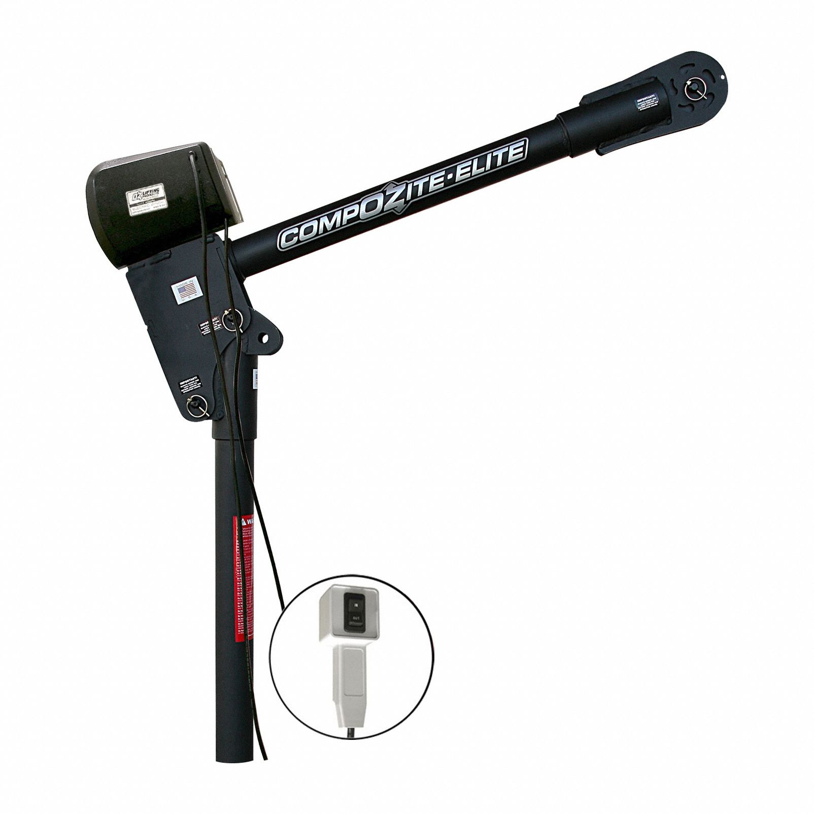 Davit Crane: Composite, Electric, 1, 200 lb Max. Load Capacity, 3.8 ft to 6.2 ft