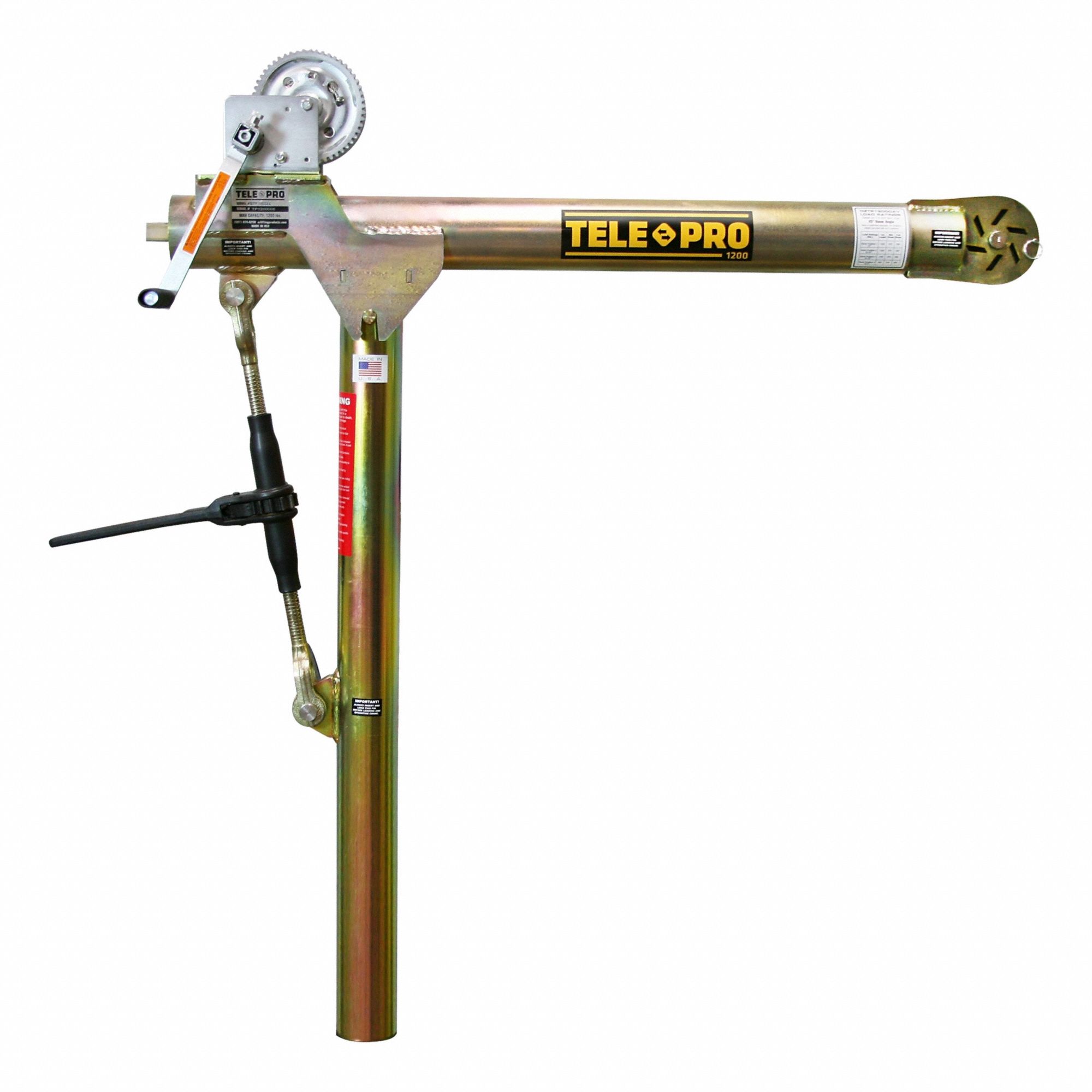 Davit Crane: Steel, Manual, 1, 200 lb Max. Load Capacity, 3.3 ft to 7 ft, 23 in to 66 in
