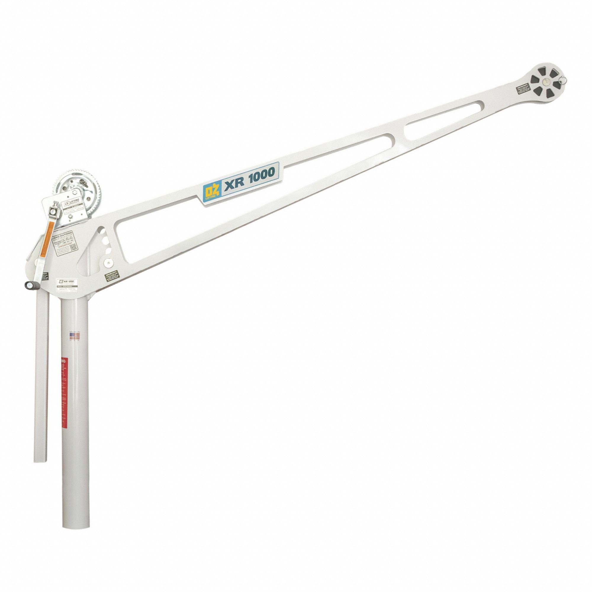 Davit Crane: Steel, Manual, 1, 000 lb Max. Load Capacity, 58.8 in to 87.6 in