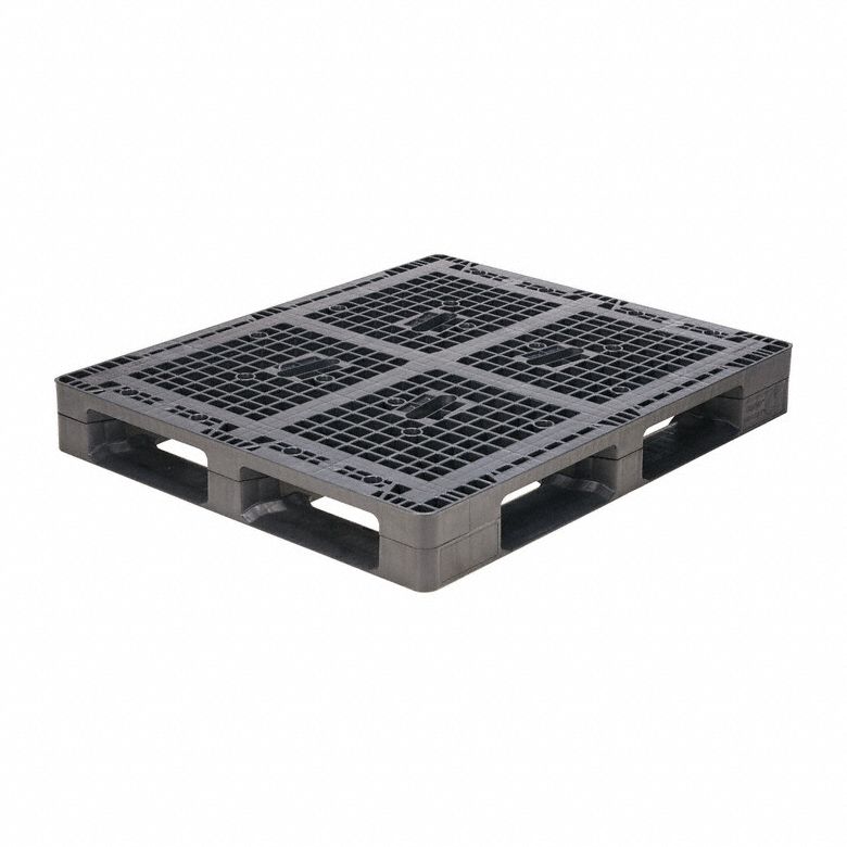 Pallet: Rackable, 48 in Overall Lg, 40 in Overall Wd, Plastic, 30, 000 lb Static Load Capacity, Black