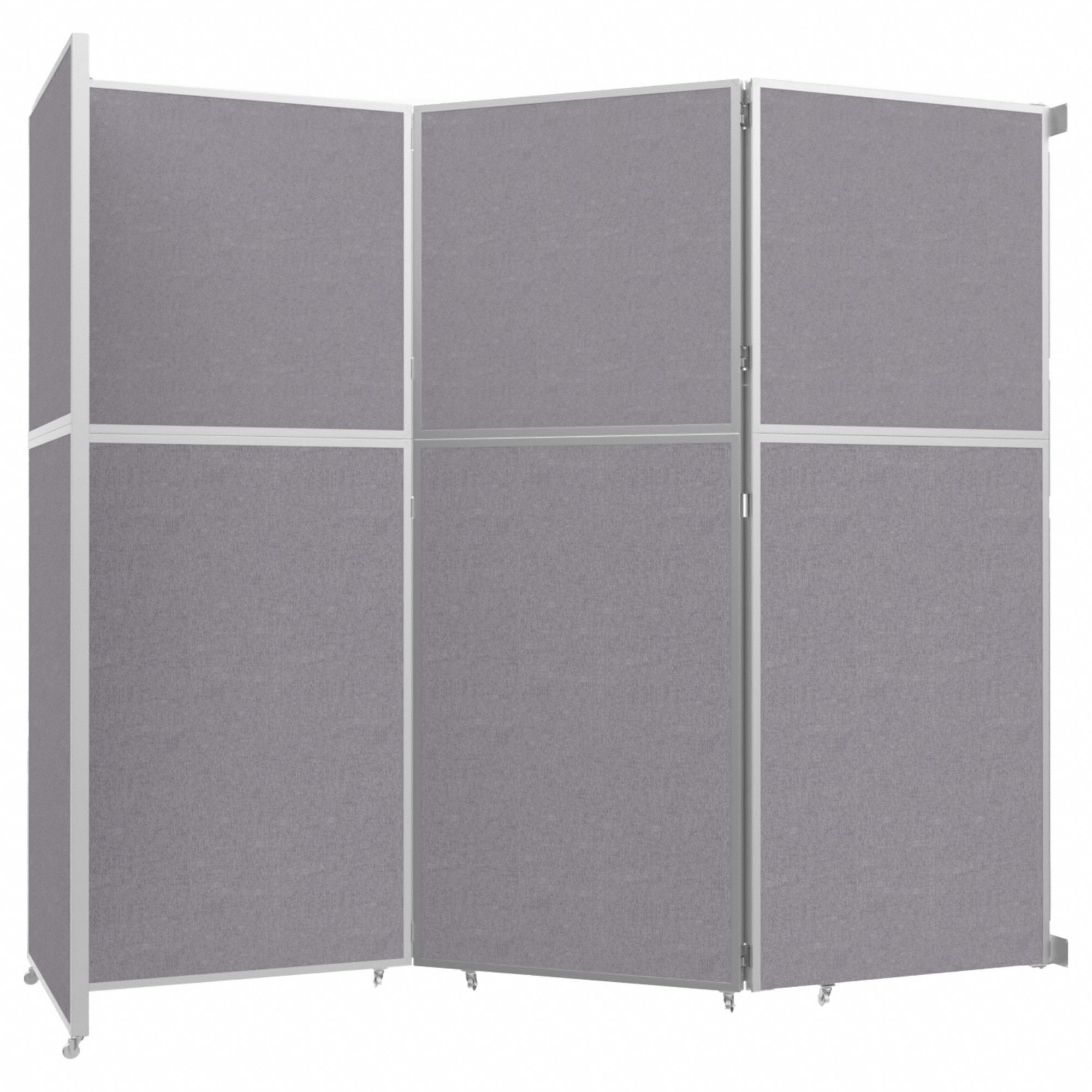 Room Divider: 3 Panels, Opaque, Cloud Gray Panel, 120 3/4 in Overall Ht, 141 in Overall Wd