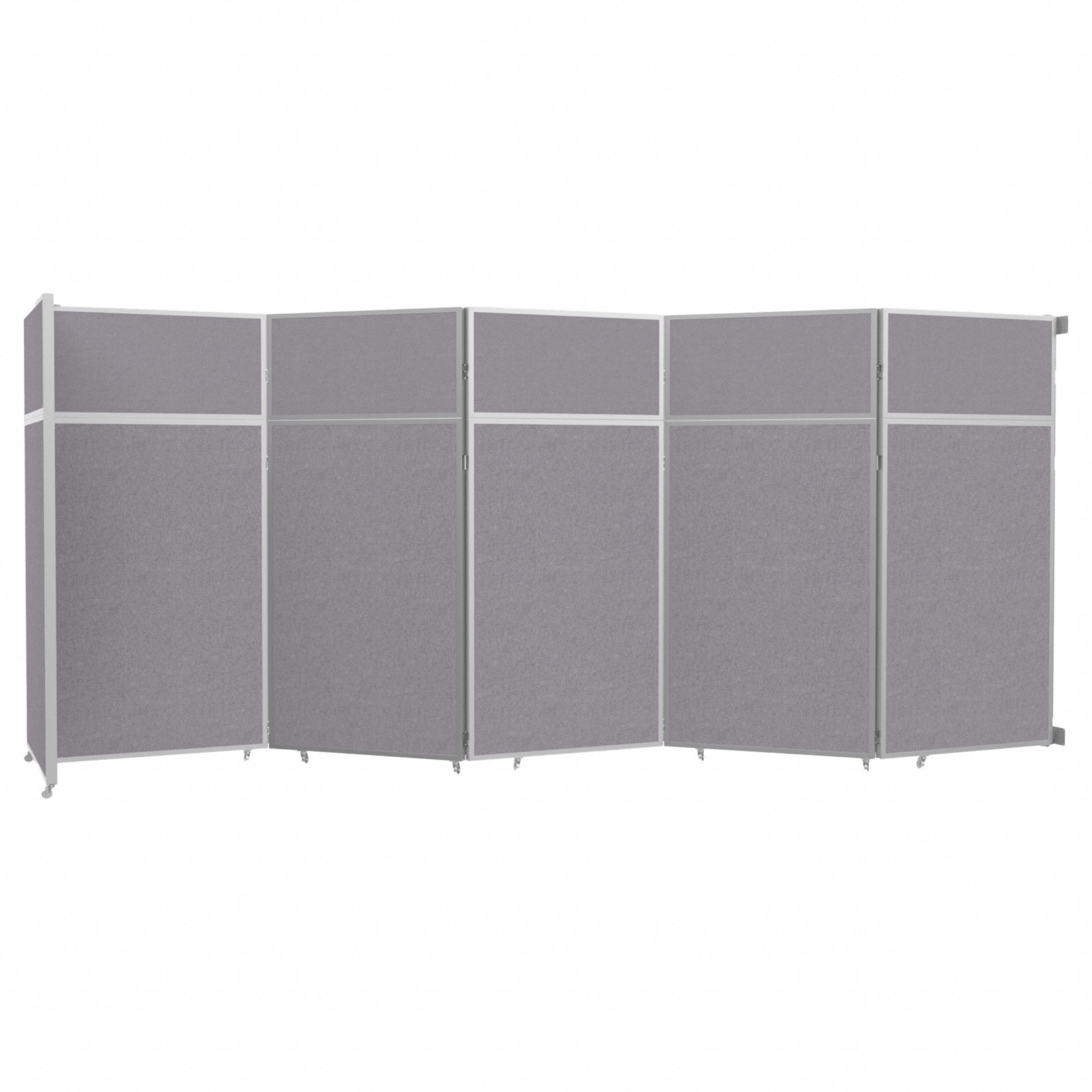 Room Divider: 5 Panels, Opaque, Cloud Gray Panel, 101 1/4 in Overall Ht, 234 in Overall Wd
