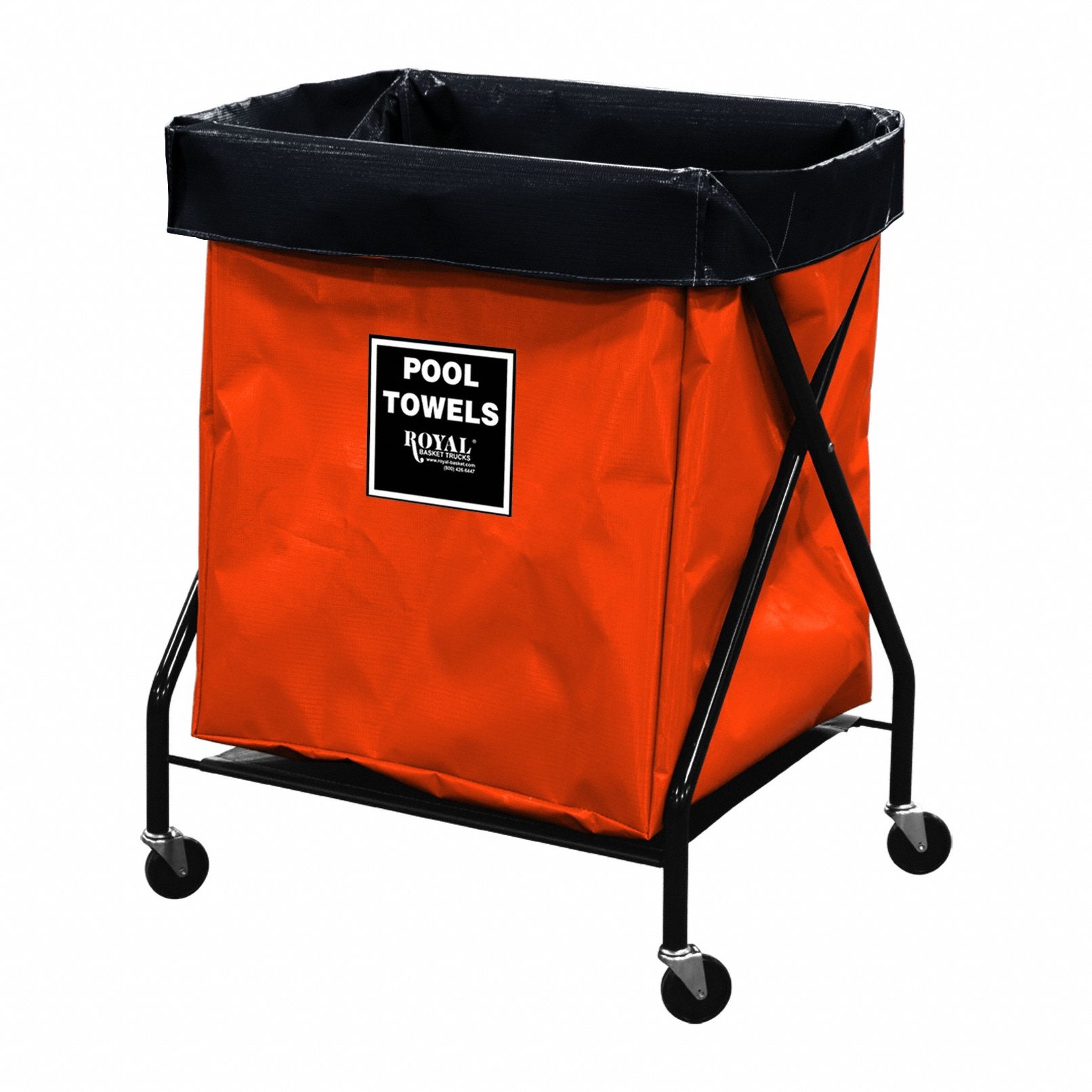 X-Frame Hamper: Vinyl Liner, Orange, (4) Swivel, 9.5 cu ft Total Volume, Steel