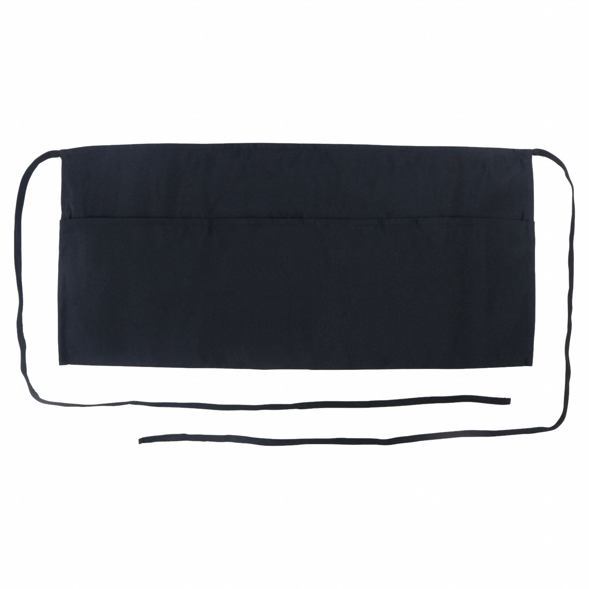Waist Apron: Black, 12 in Overall Lg, 26 in Overall Wd, 3 Pockets