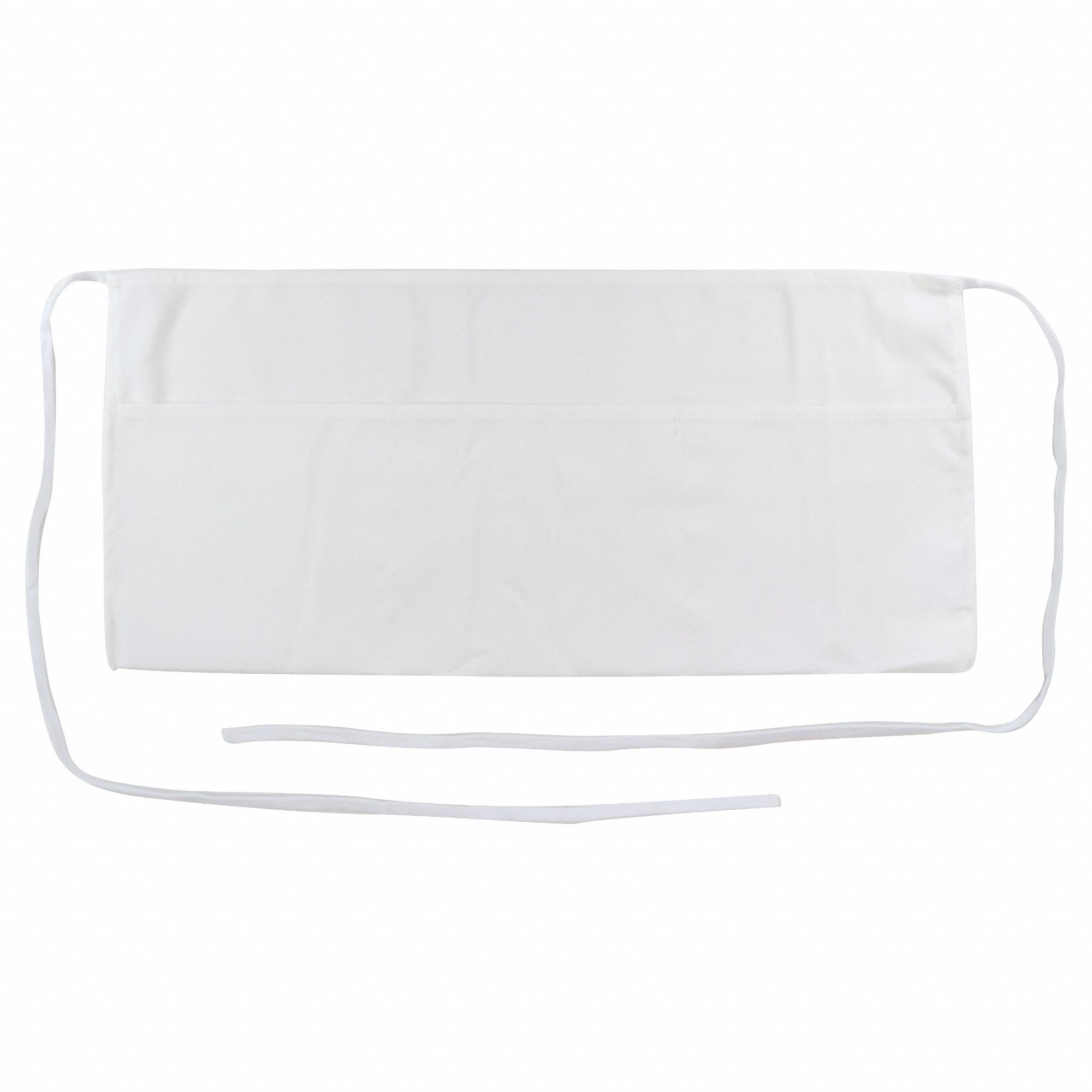 Waist Apron: White, 12 in Overall Lg, 26 in Overall Wd, 3 Pockets