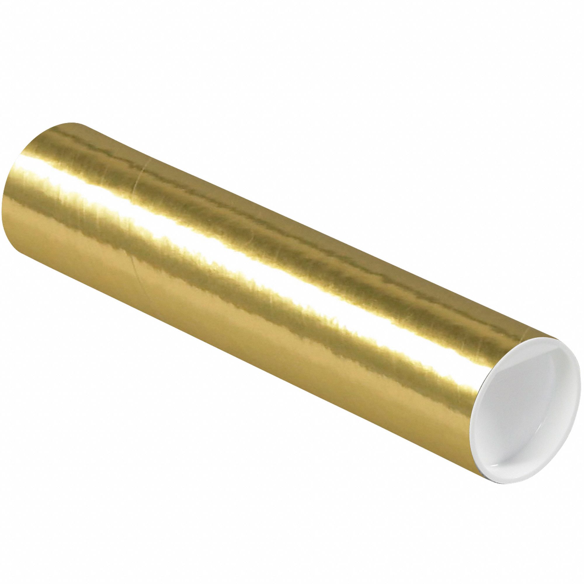 Mailing Tube: 2x9 in, 1/16 in Wall Thick, Gold, 50 PK
