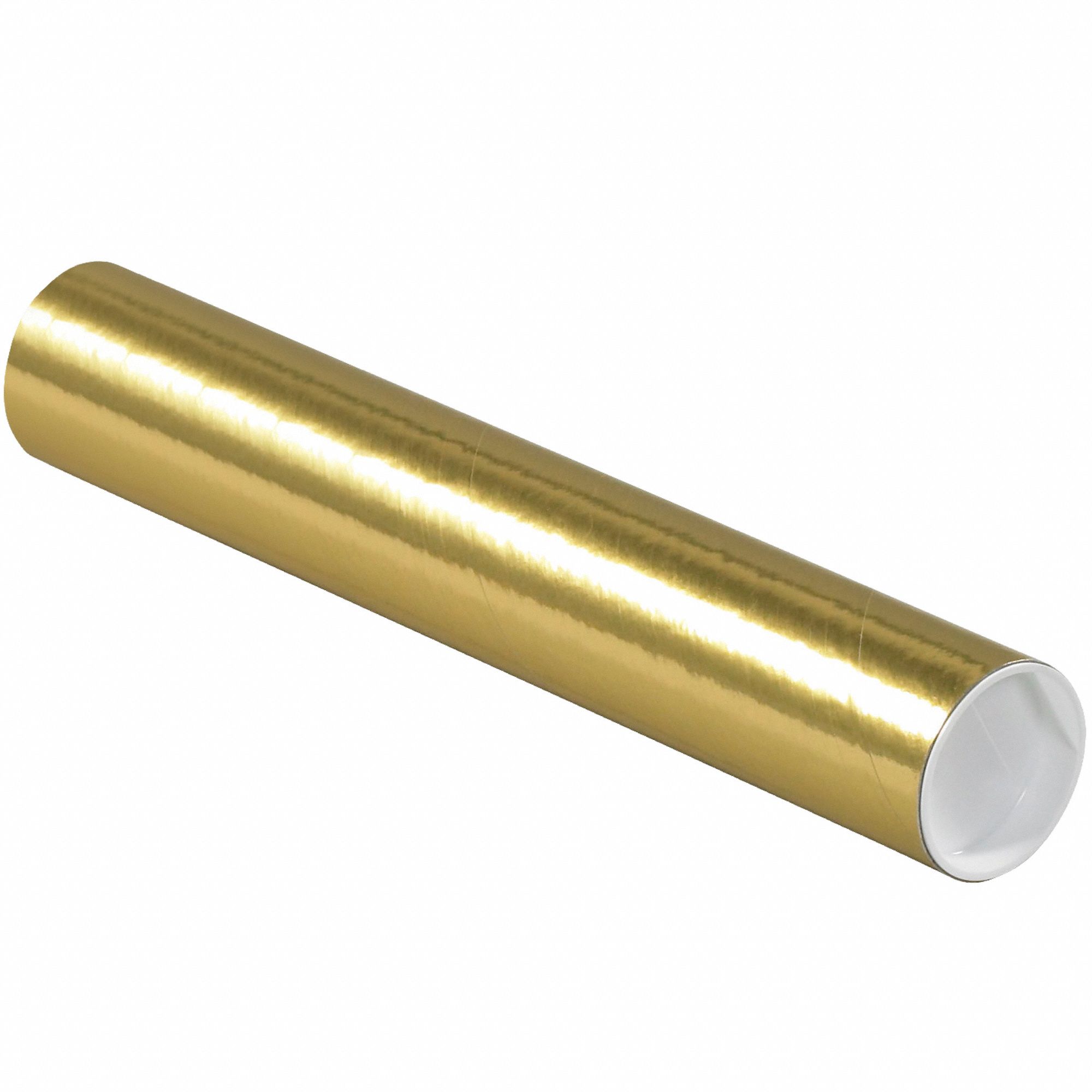Mailing Tube: 2x12 in, 1/16 in Wall Thick, Gold, 50 PK