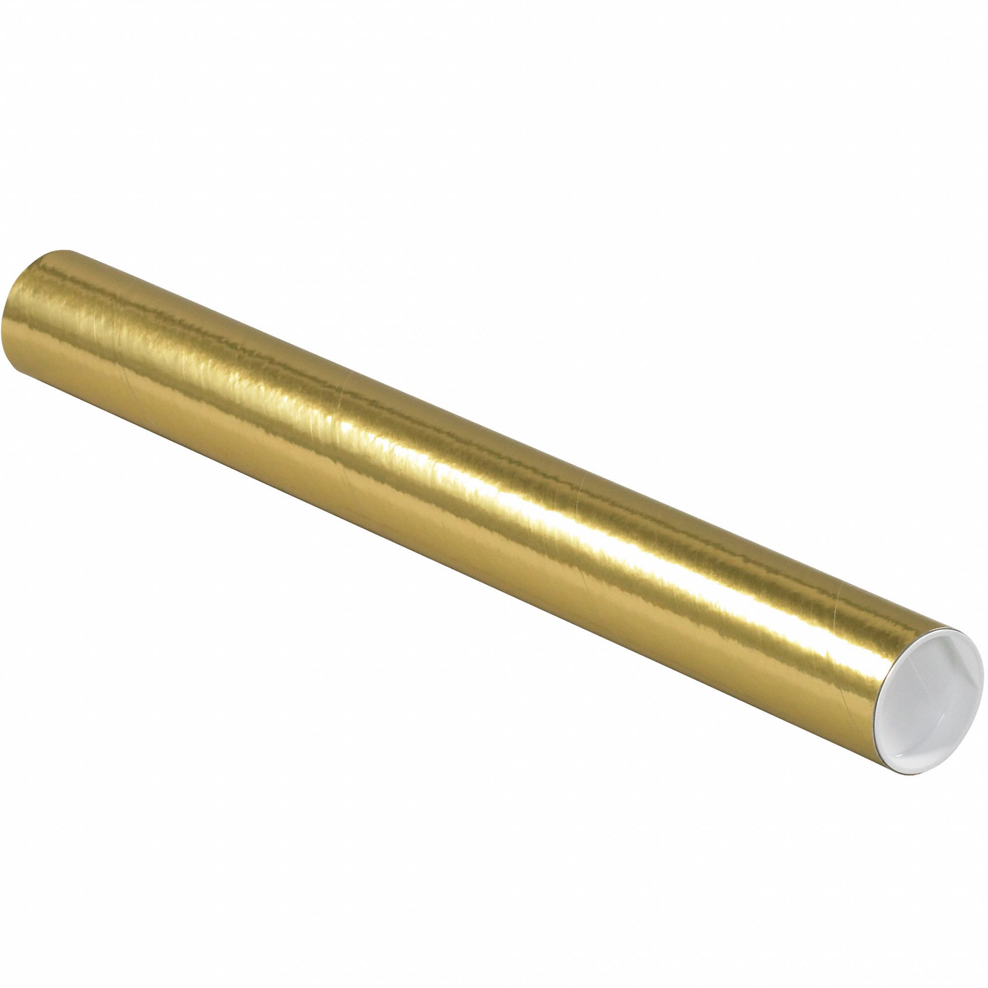 Mailing Tube: 2x18 in, 1/16 in Wall Thick, Gold, 50 PK