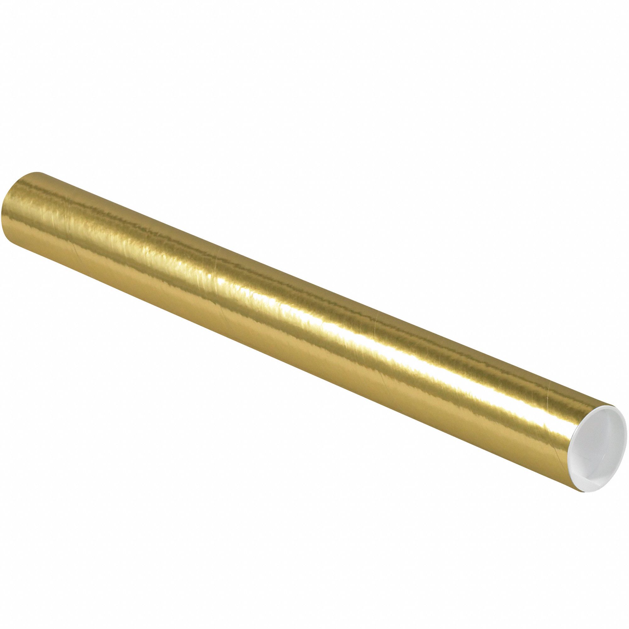 Mailing Tube: 2x20 in, 1/16 in Wall Thick, Gold, 50 PK