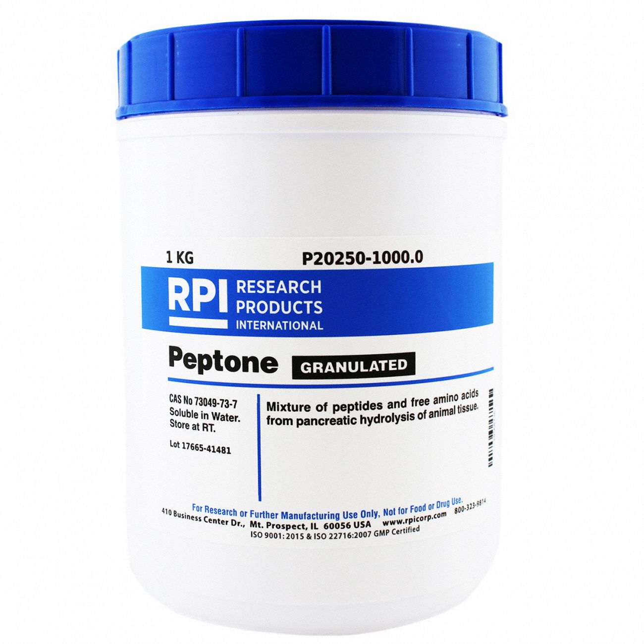 Peptone: Lab, 1 kg, 73049-73-7, Reagent, Granular, 18 mo Shelf Life, 1