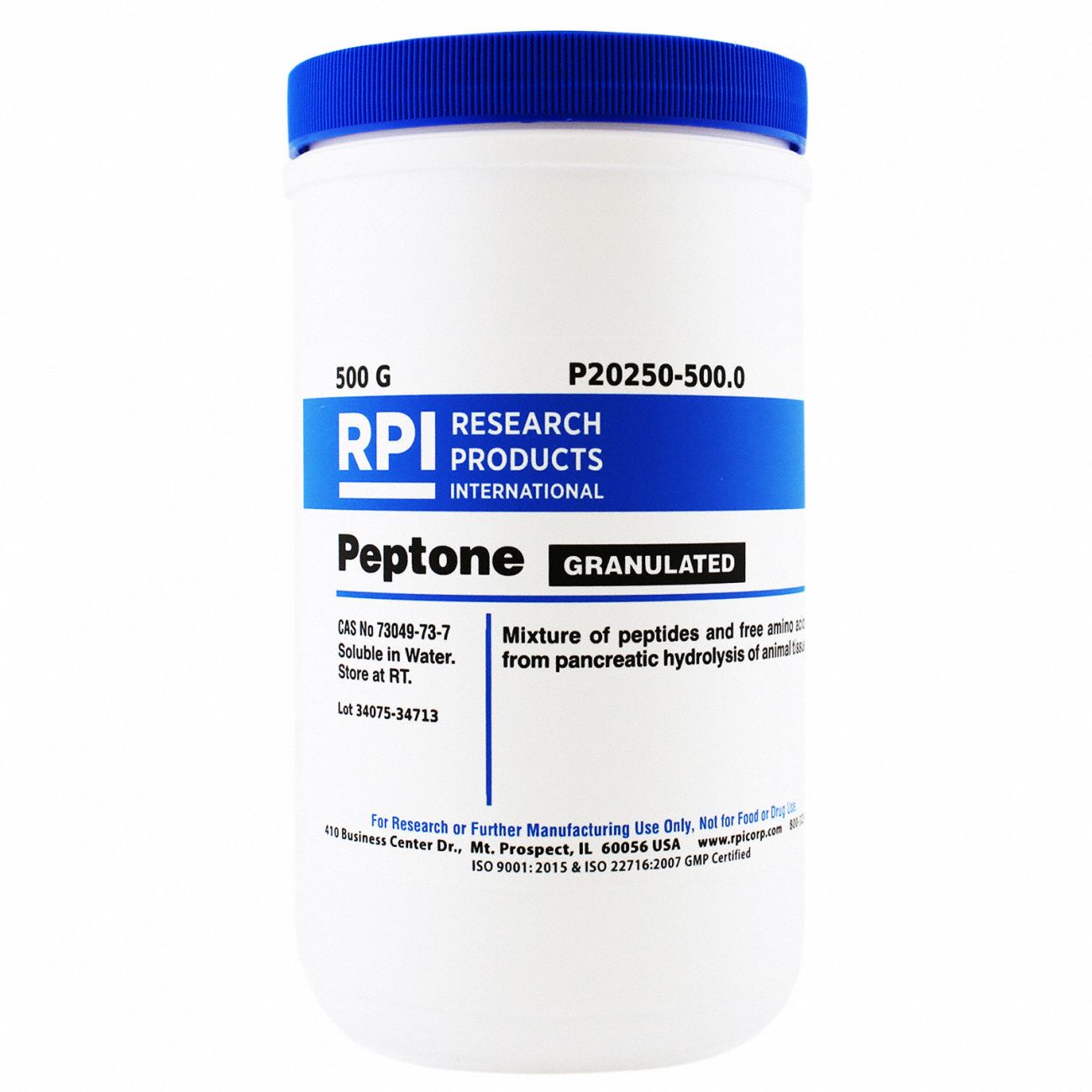 Peptone: Lab, 500 g, 73049-73-7, Reagent, Granular, 18 mo Shelf Life, 1