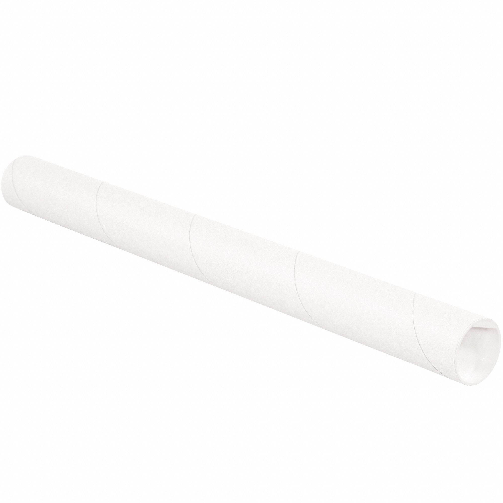 Mailing Tube: 2x12 in, 1/16 in Wall Thick, White, 50 PK