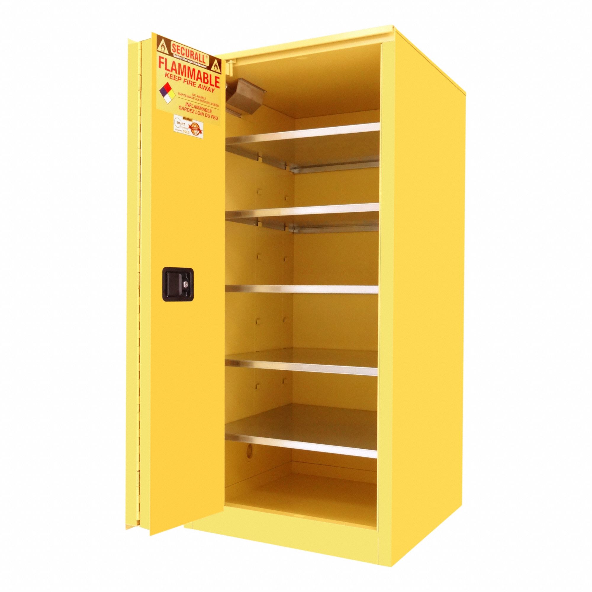 Flammable Paint/Ink Cabinet: Std, 120 gal, 31 in x 31 in x 65 in, Yellow, Self-Closing