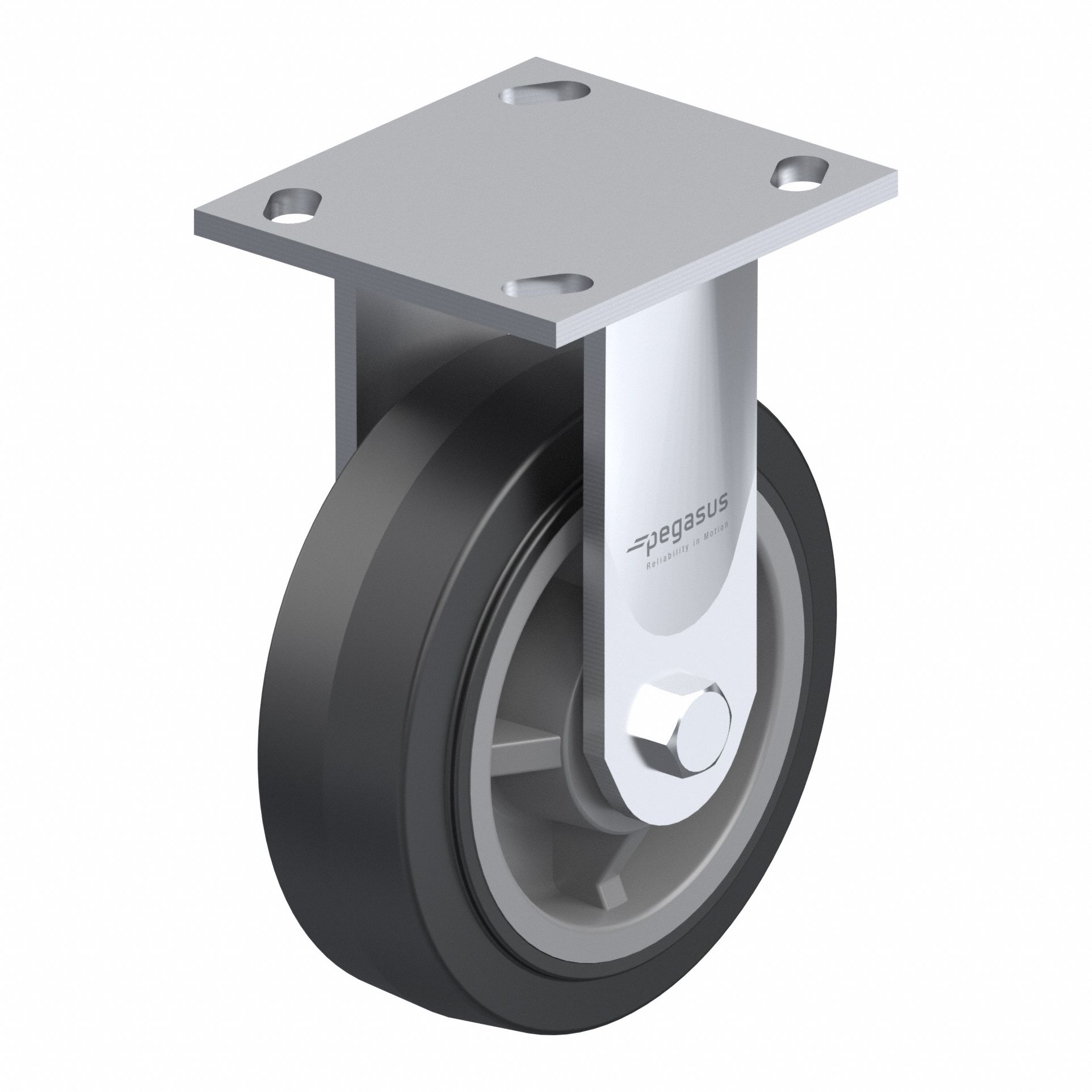 Plate Caster: Rigid, No Brake, Polyurethane, 8 in Wheel Dia, 2 in Wheel Wd, Slot