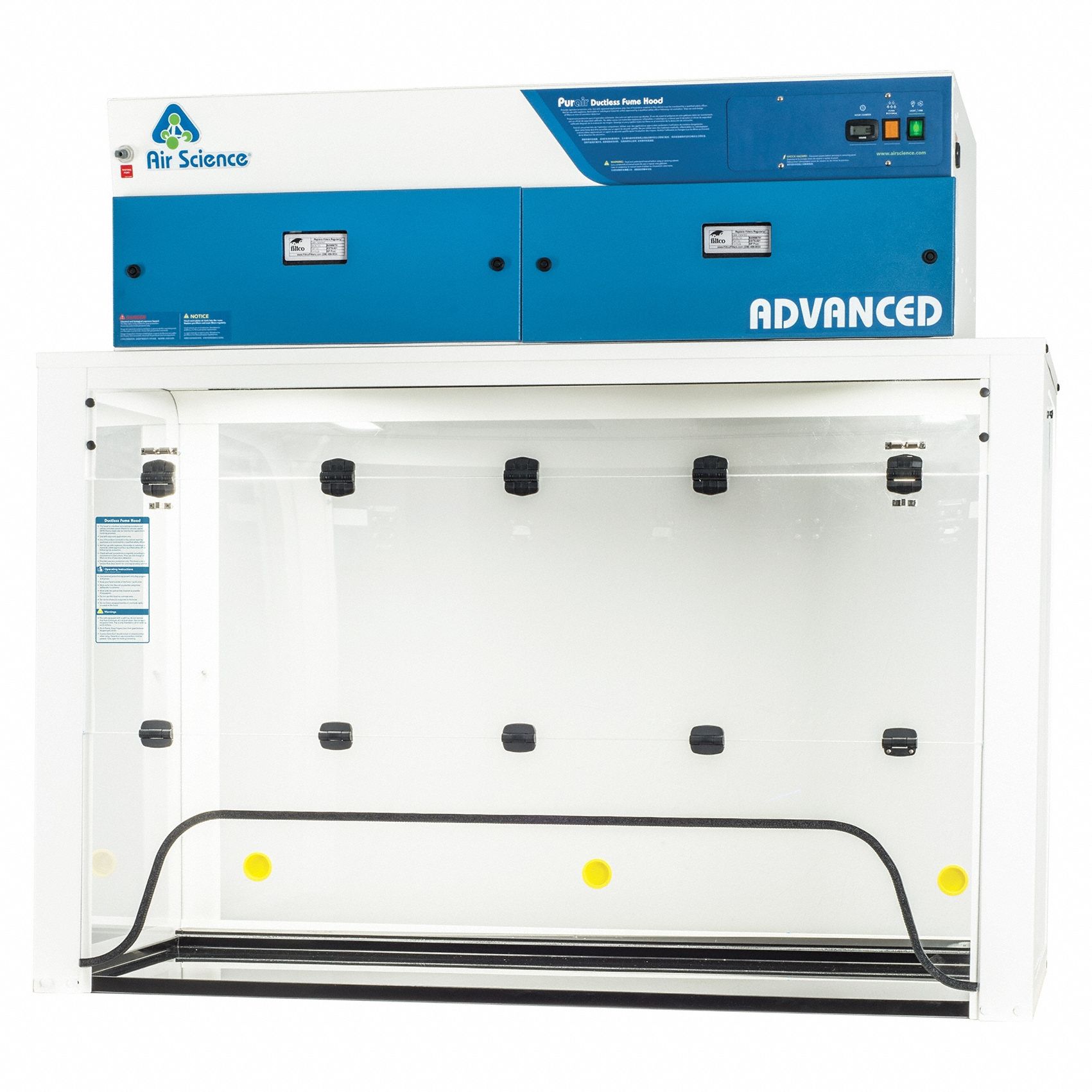 Ductless Fume Hood: Purair Advanced, 5 3/4 ft Overall Wd, 4 3/8 ft Overall Ht, White