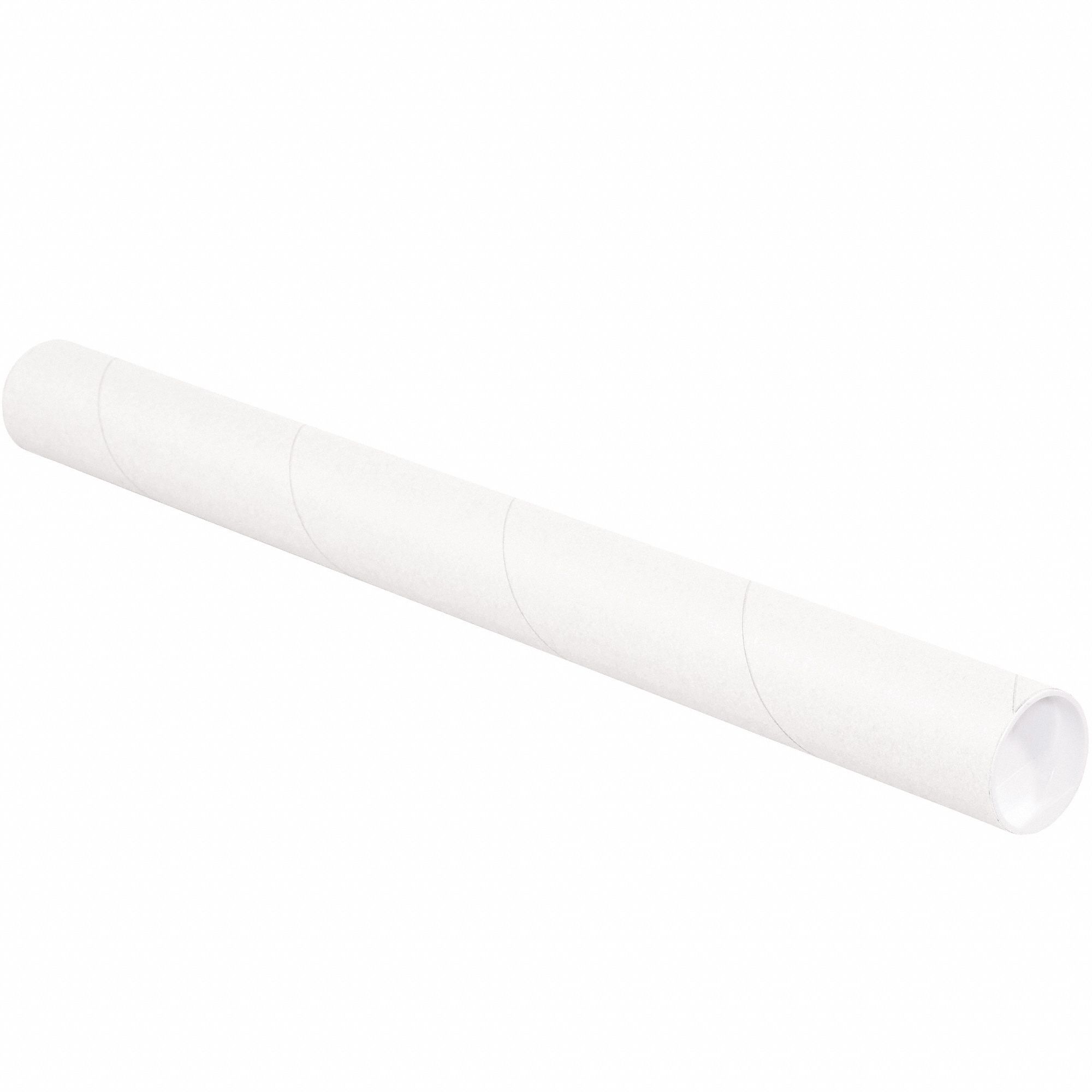 Mailing Tube: 2-1/2x12 in, 1/16 in Wall Thick, White, 34 PK