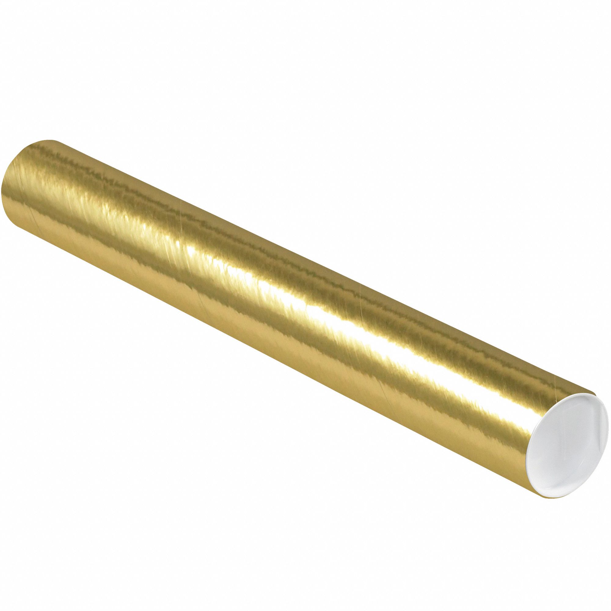 Mailing Tube: 3x24 in, 1/16 in Wall Thick, Gold, 24 PK