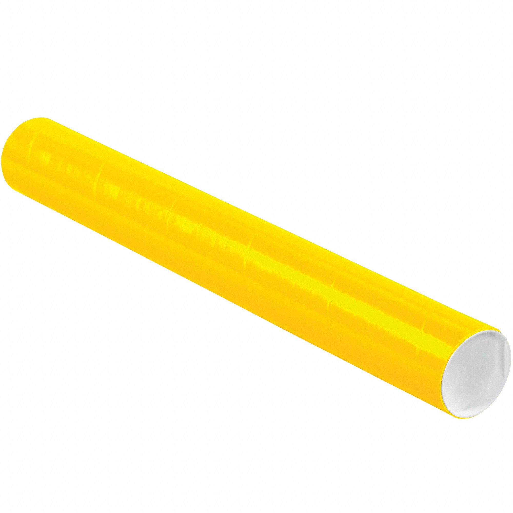 Mailing Tube: 3x24 in, 1/16 in Wall Thick, Yellow, 24 PK