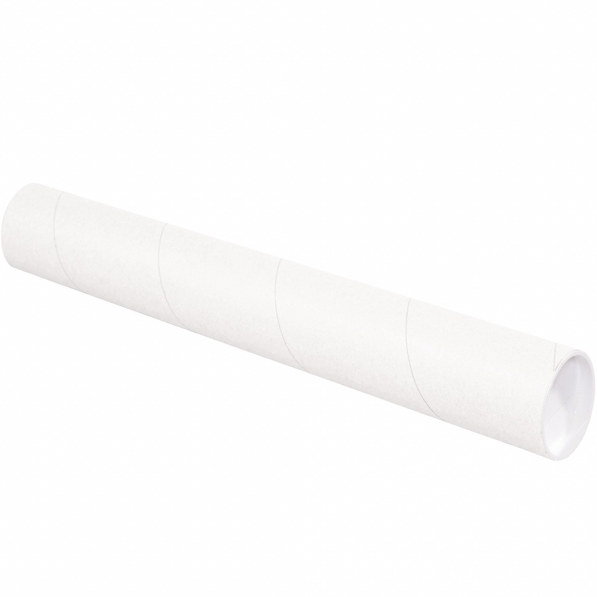 Mailing Tube: 3x6 in, 1/16 in Wall Thick, White, 24 PK