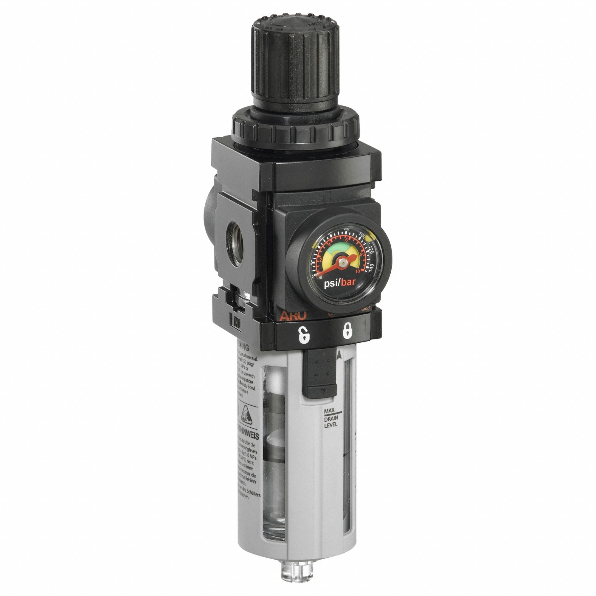 Piggyback: Series 1000 Series, 1/4 in NPT, 47 scfm, 5 micron, 150 psi, 140 psig Max Op Pressure