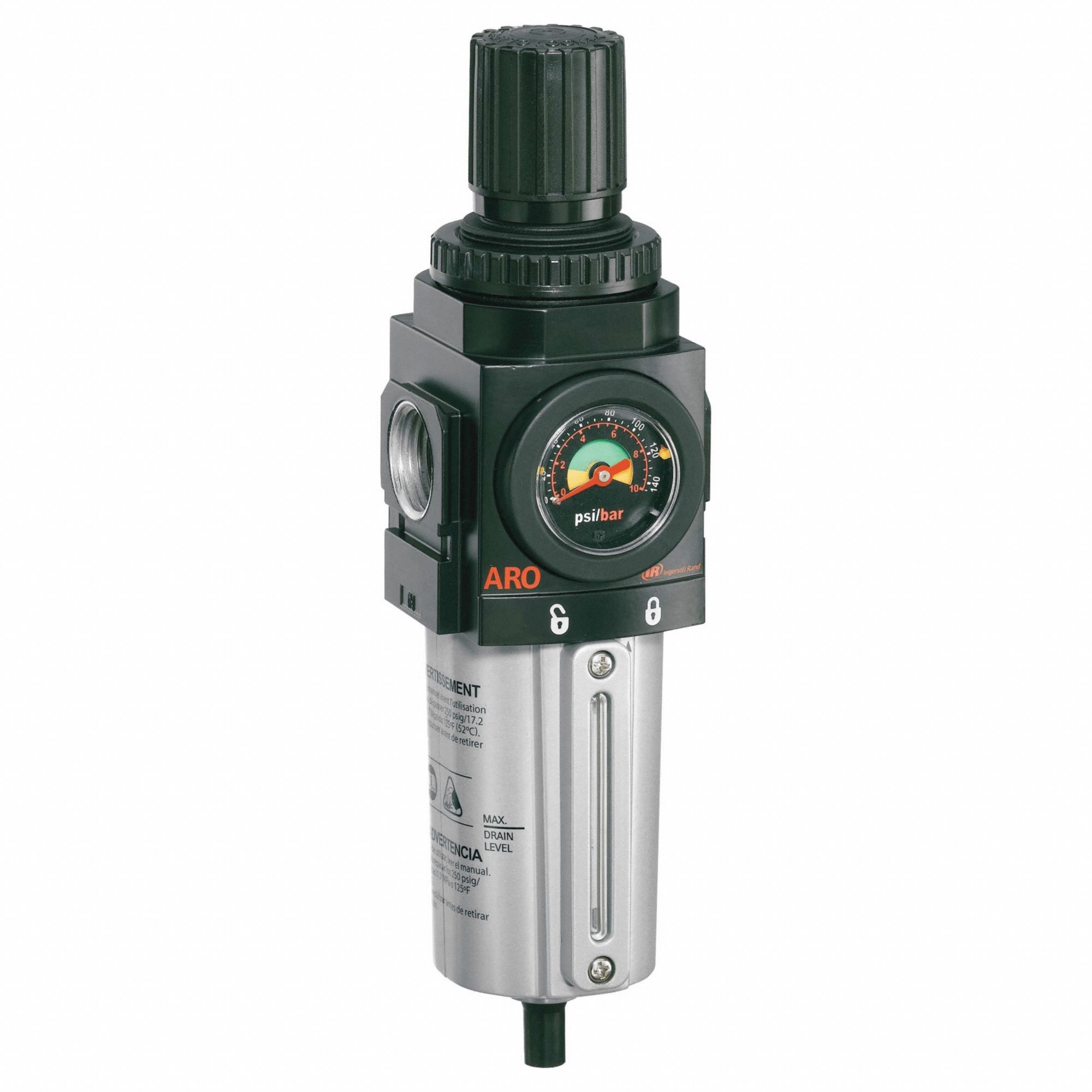 Filter-Regulator: Series 2000 Series, 3/4 in NPT, 173 scfm, 5 micron, 250 psi, Manual Drain
