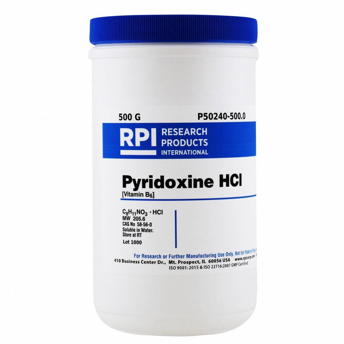 Vitamin Supplements: 500 g Volume, 58-56-0, FCC/USP, Crystalline Powder, Can, Plastic, Reagent