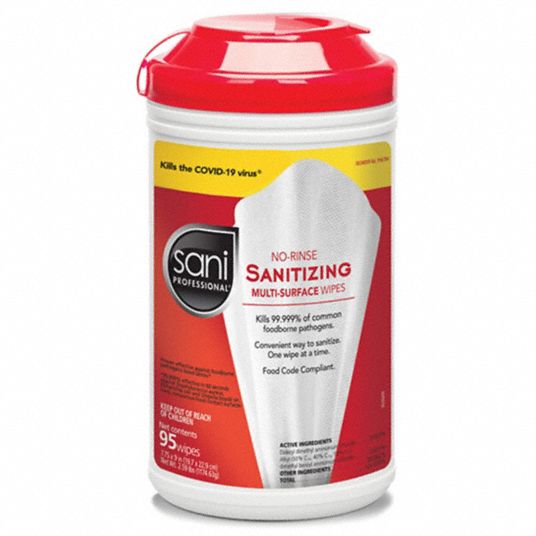 SANI PROFESSIONAL, Canister, 95 ct Container Size, Sanitizing