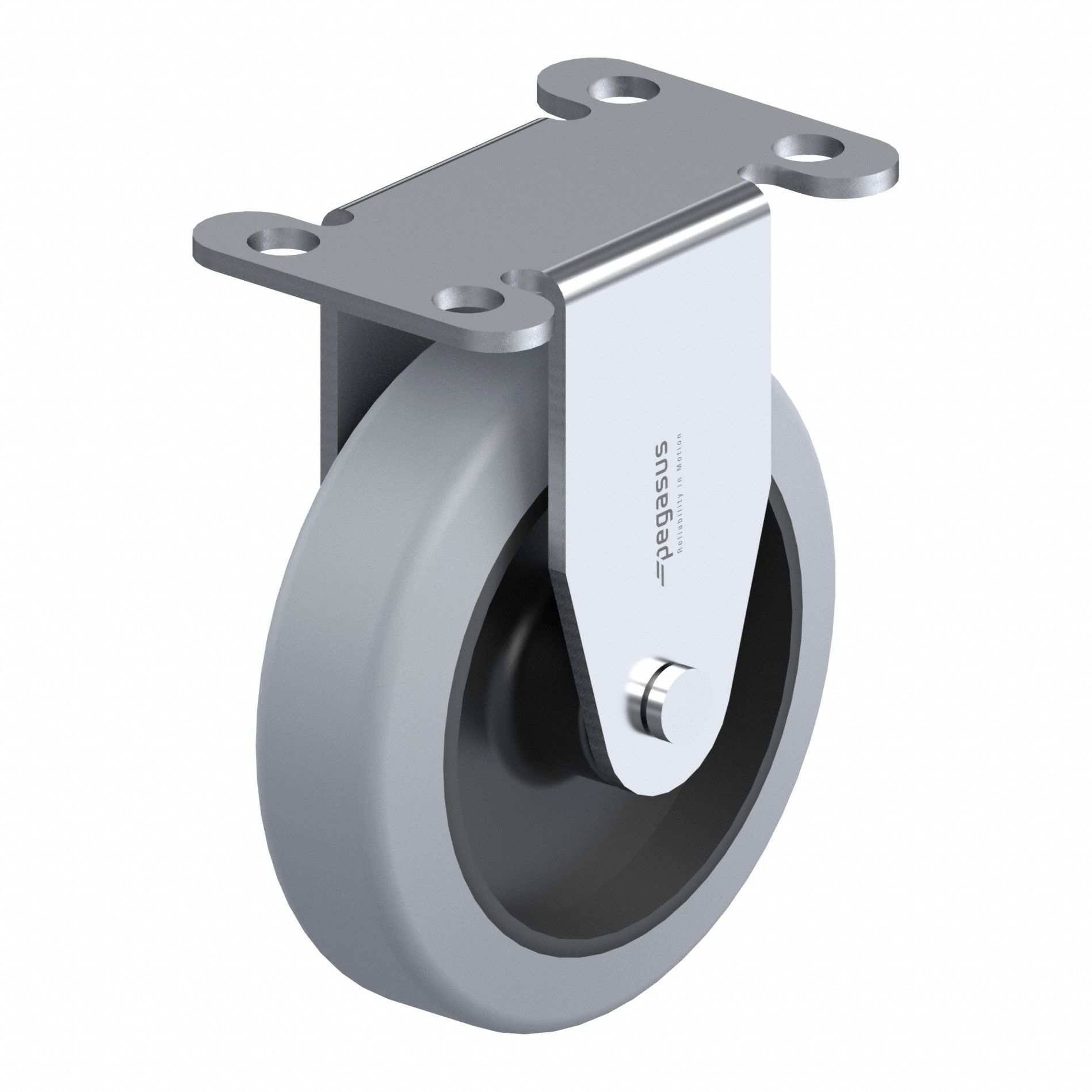 Plate Caster: Rigid, No Brake, Thermoplastic Rubber, 3 in Wheel Dia, Hole, Rectangle