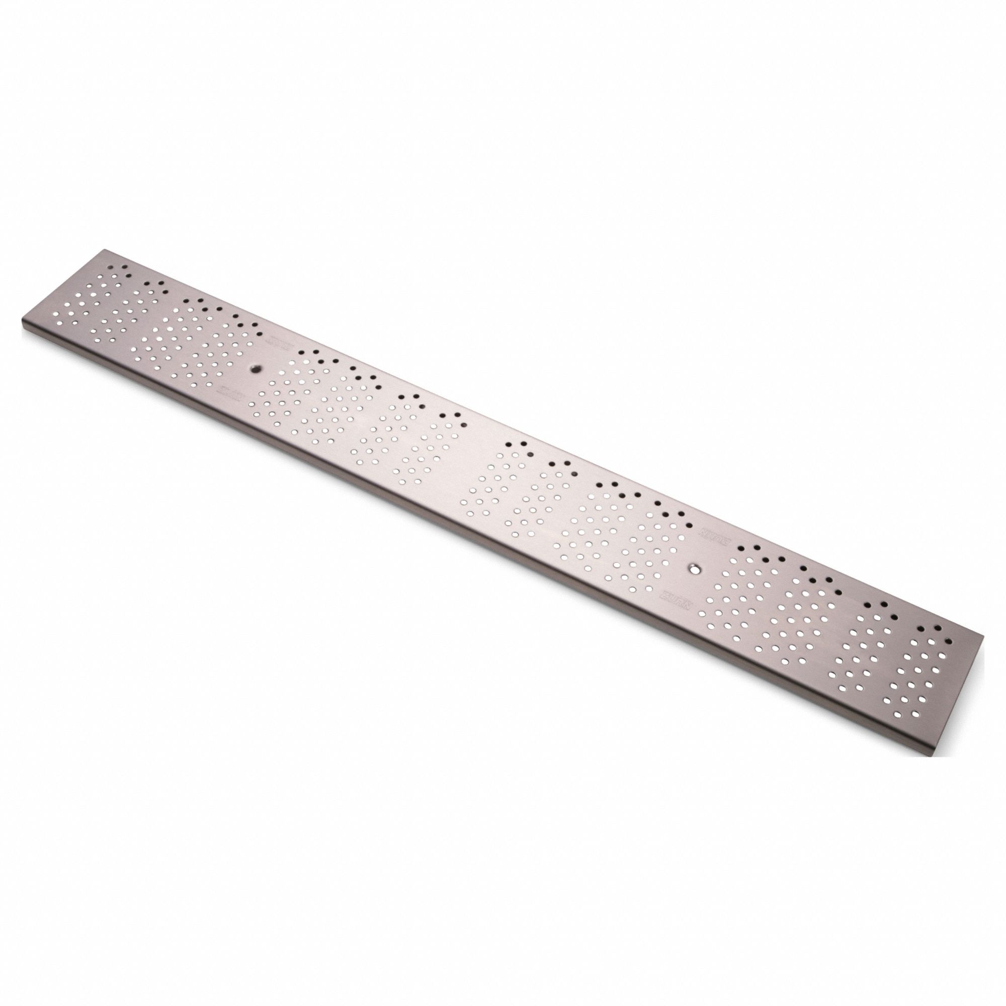 Grate: Rectangular, Round Holes, 6 in Overall Wd, 40 in Overall Lg, 3/4 in Thick, Silver