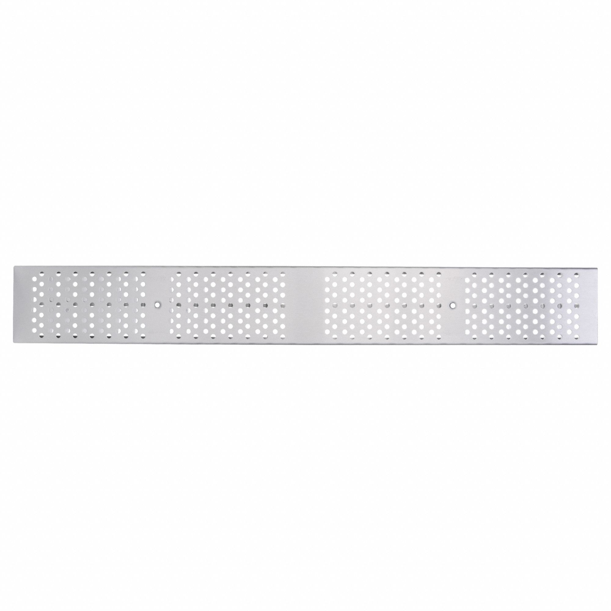 Grate: Rectangular, Slotted, 5 3/8 in Overall Wd, 40 in Overall Lg, 7/8 in Thick, Silver