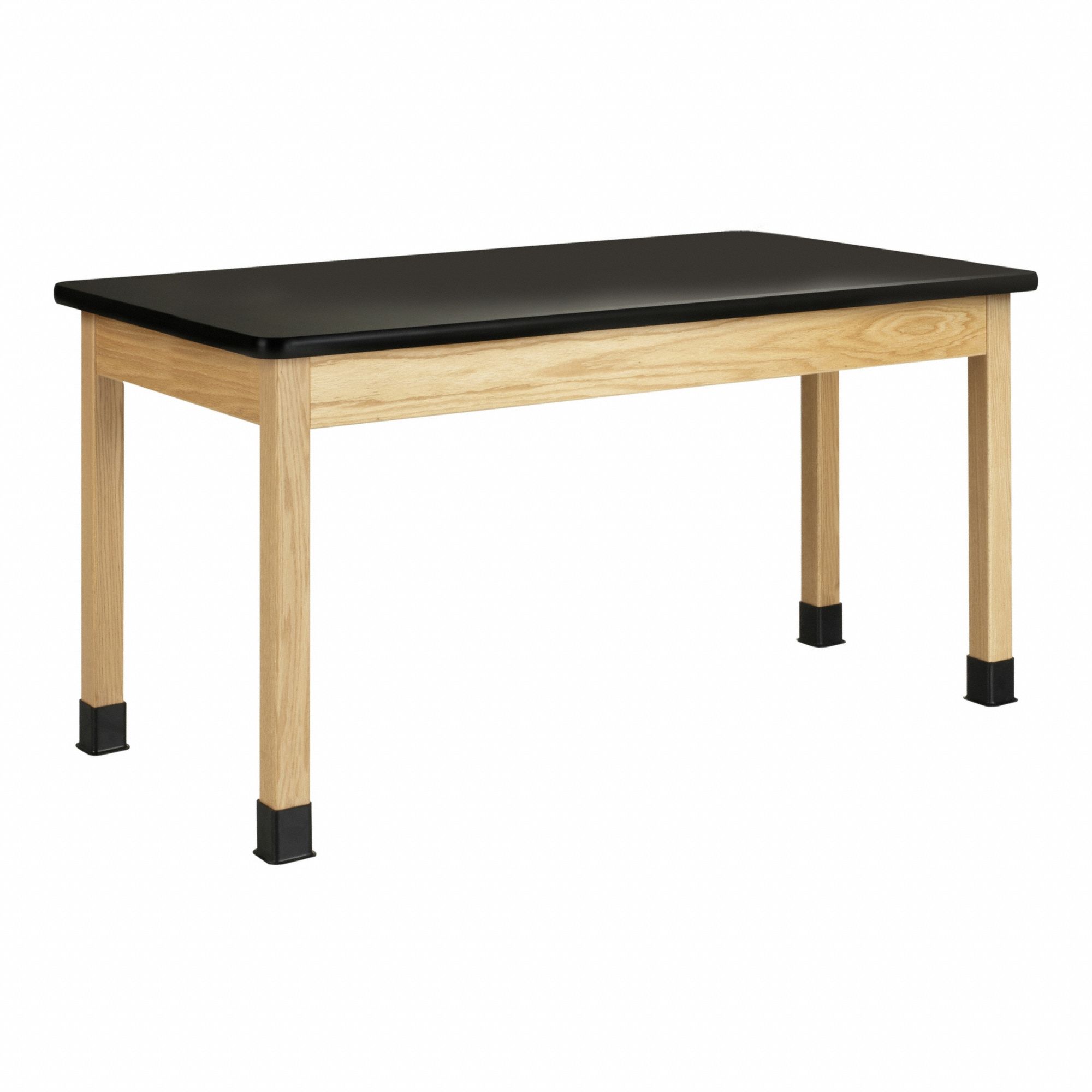 Plain Apron Table: 30 in Overall Wd, 30 in Overall Ht, 4 1/2 ft Overall Lg, ChemGuard, Black, Wood