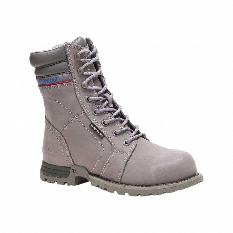 8-Inch Work Boot: Women's, Size 8 1/2, M, Gray, Steel Toe Cap, Removable Insole