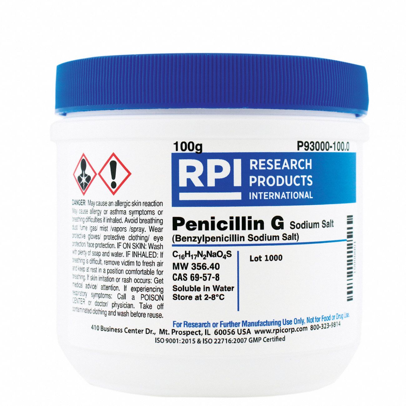 100 g, 69-57-8, Penicillin G, Sodium Salt - 30UA30|P93000-100.0