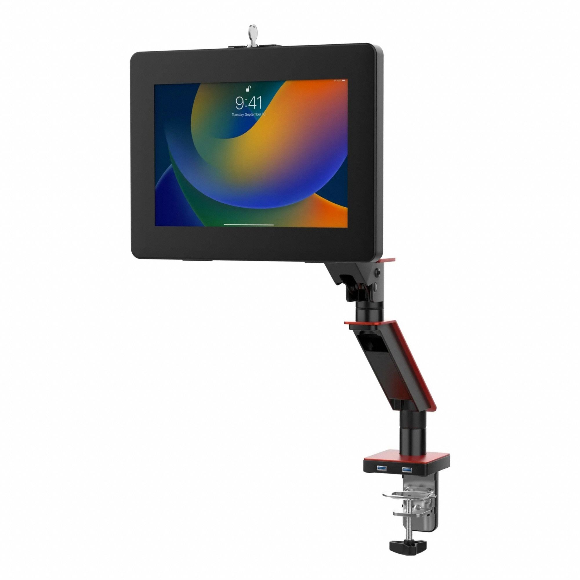 Adjustable Mount: Black/Red, Metal, 17 3/4 in Ht, 4 1/2 in Wd
