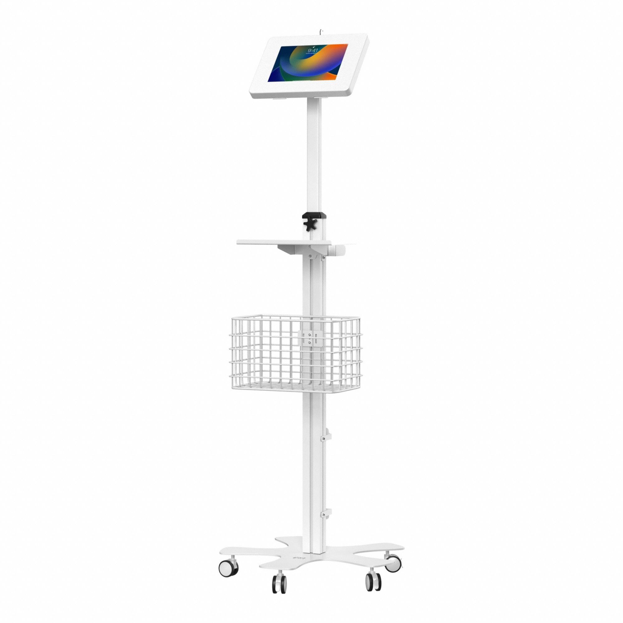 Medical Mobile Floor Stand: 14 1/2 in Overall Wd, 61 in Overall Ht, 0 Drawers, 1 Shelves