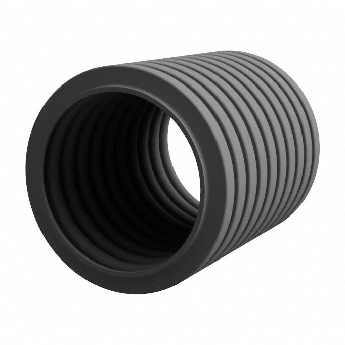Corrugated Loom Tubing: 3/4 in Nominal Size, 164 ft Overall Lg, Polyamide 12, Black