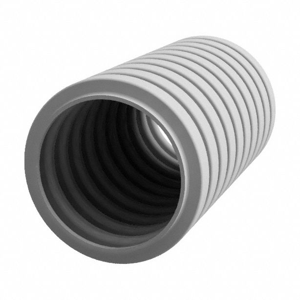 Corrugated Loom Tubing: 3/4 in Nominal Size, 10 ft Overall Lg, Polyamide 12, Black