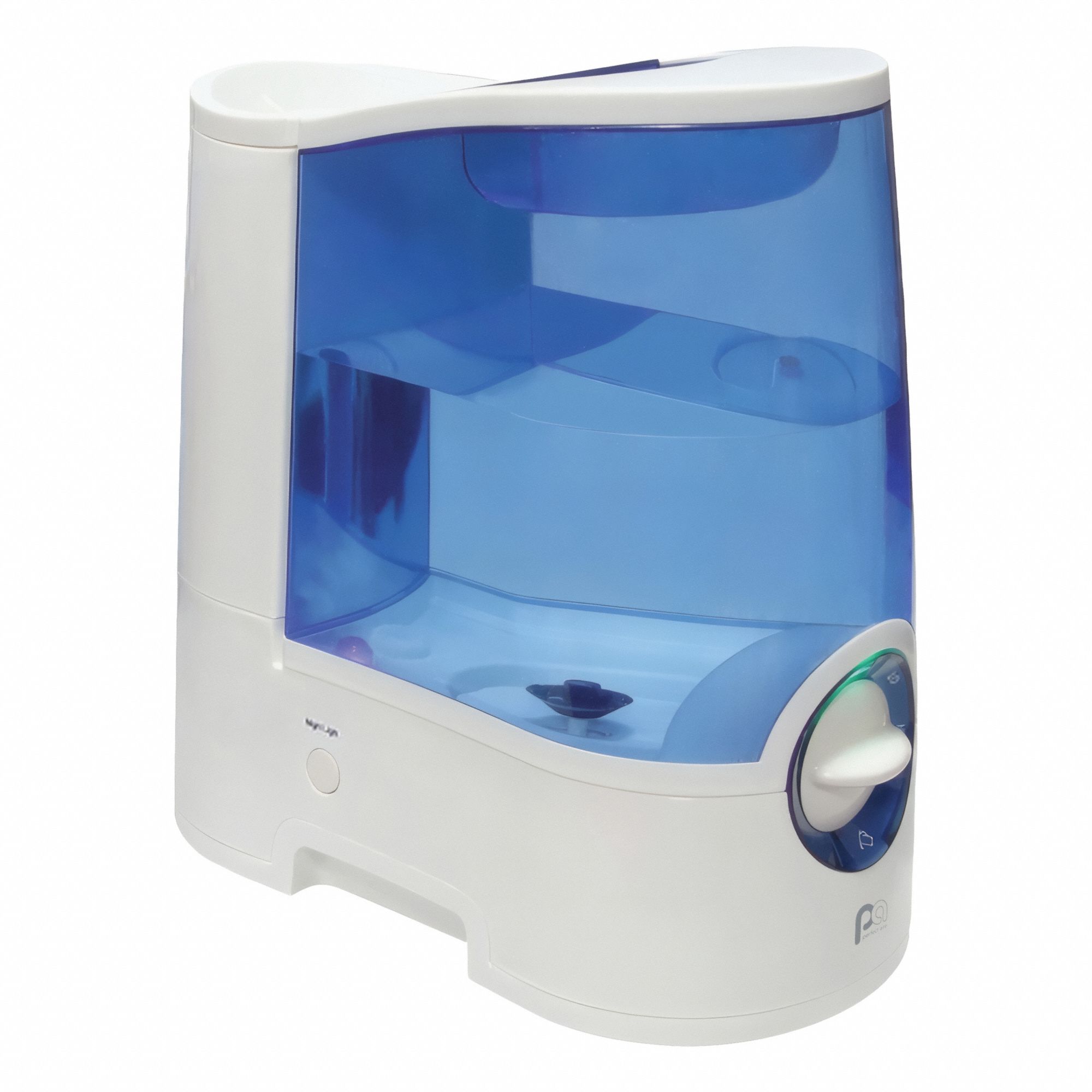 Portable Humidifier: Ultrasonic, 1.9 gal Daily Humidification Output, Warm, Tabletop Housing, Bottle